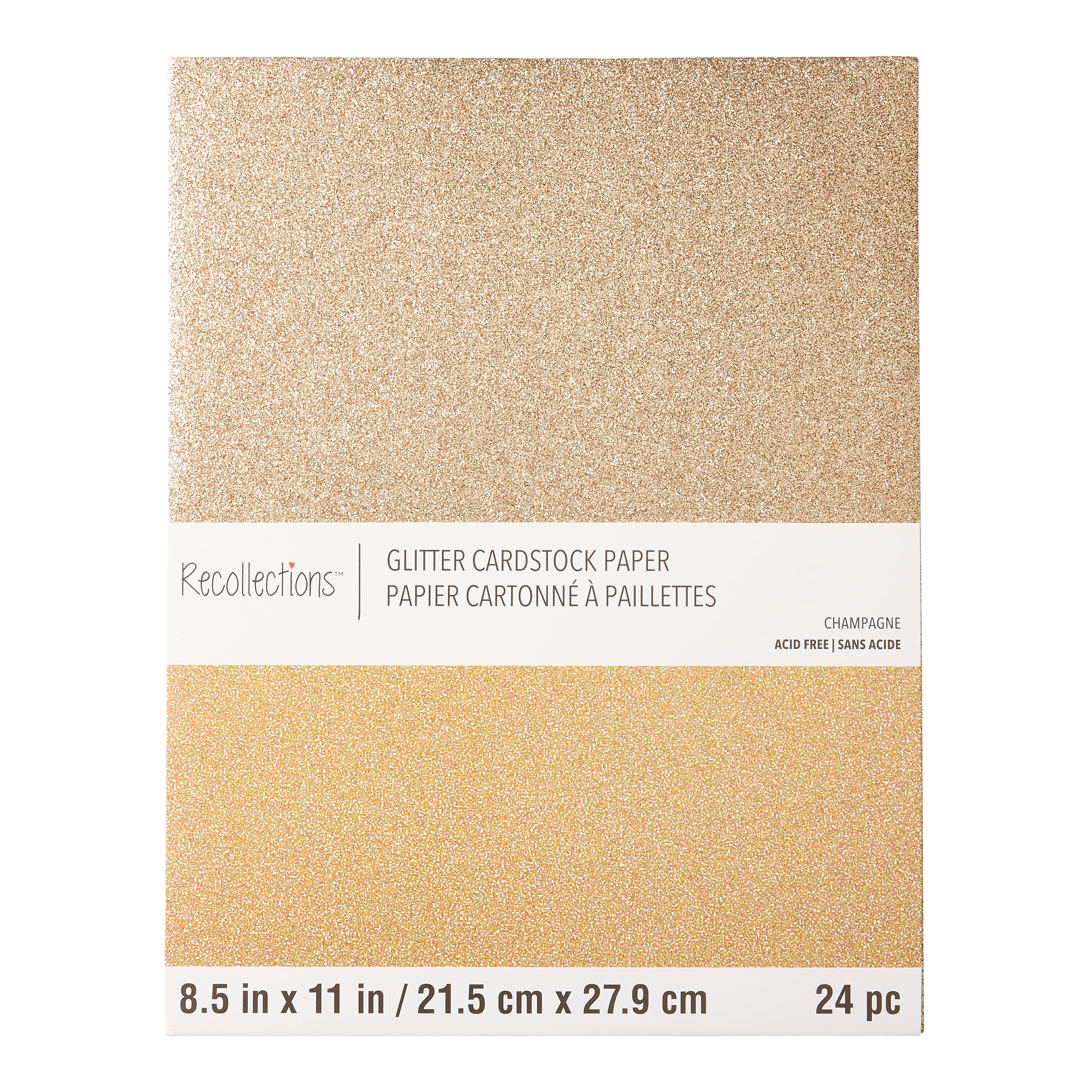 Champagne Glitter 8.5" x 11" Cardstock Paper by Recollections™, 24 Sheets