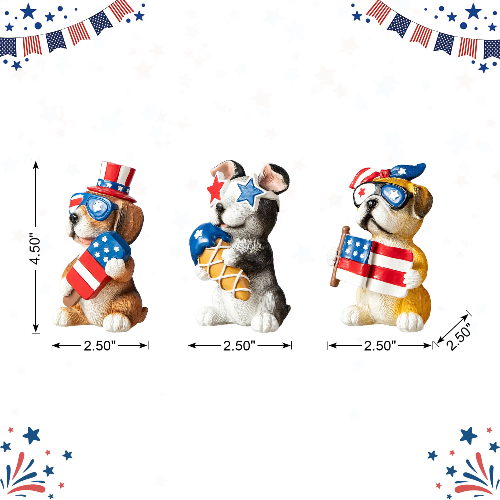 Glitzhome® Patriotic Americana Dog Table Décor Set