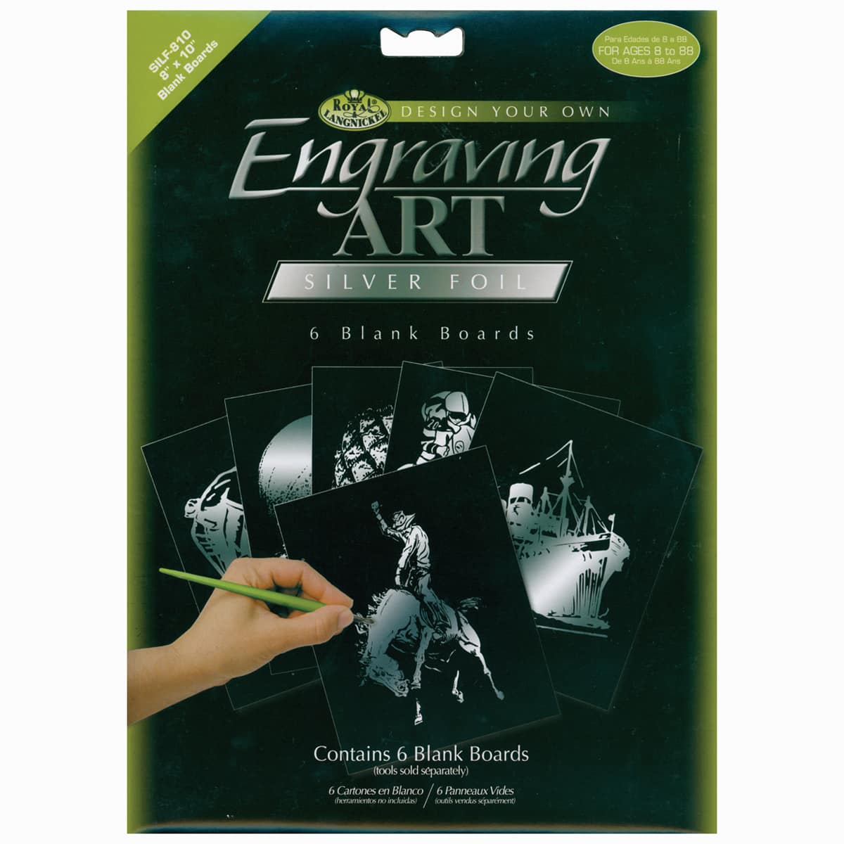 Royal & Langnickel® Engraving Art™ 8" x 10" Silver Foil Blank Boards, 6 Sheets