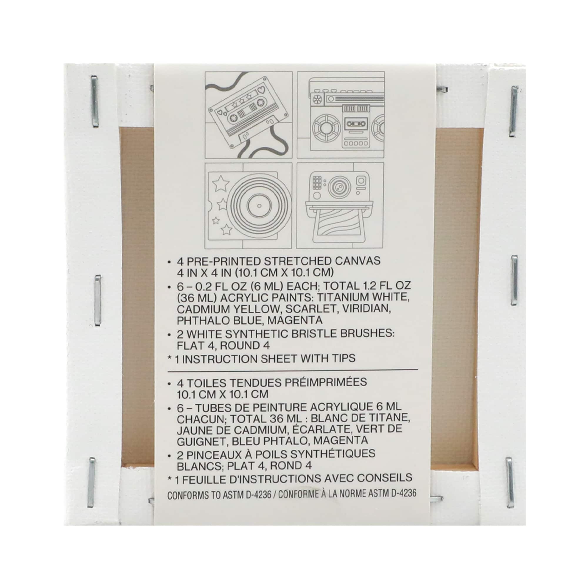 4&#x22; x 4&#x22; Retro Canvas Painting Kit by Craft Smart&#xAE;