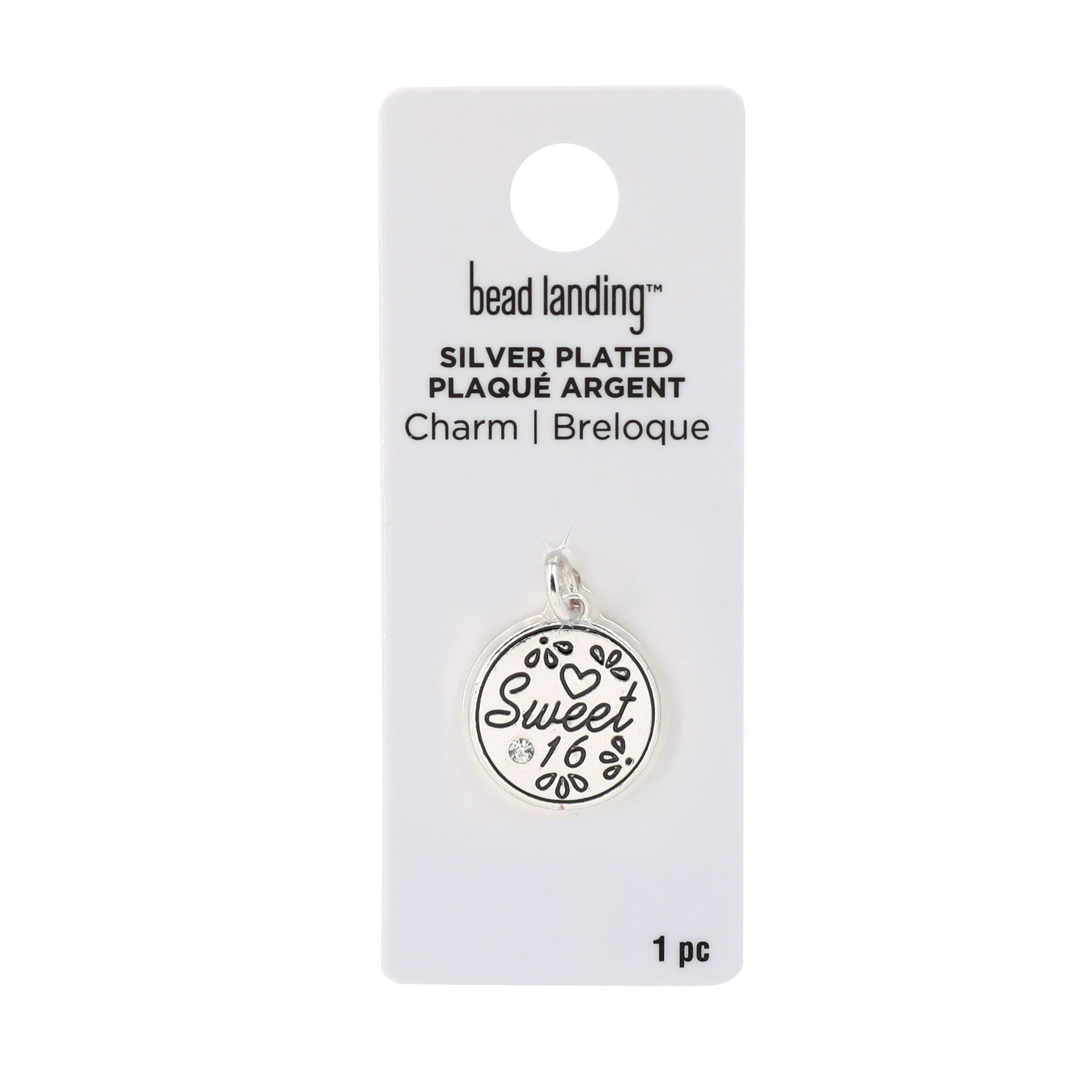 Silver Plated Sweet 16 Disc Charm by Bead Landing&#x2122;