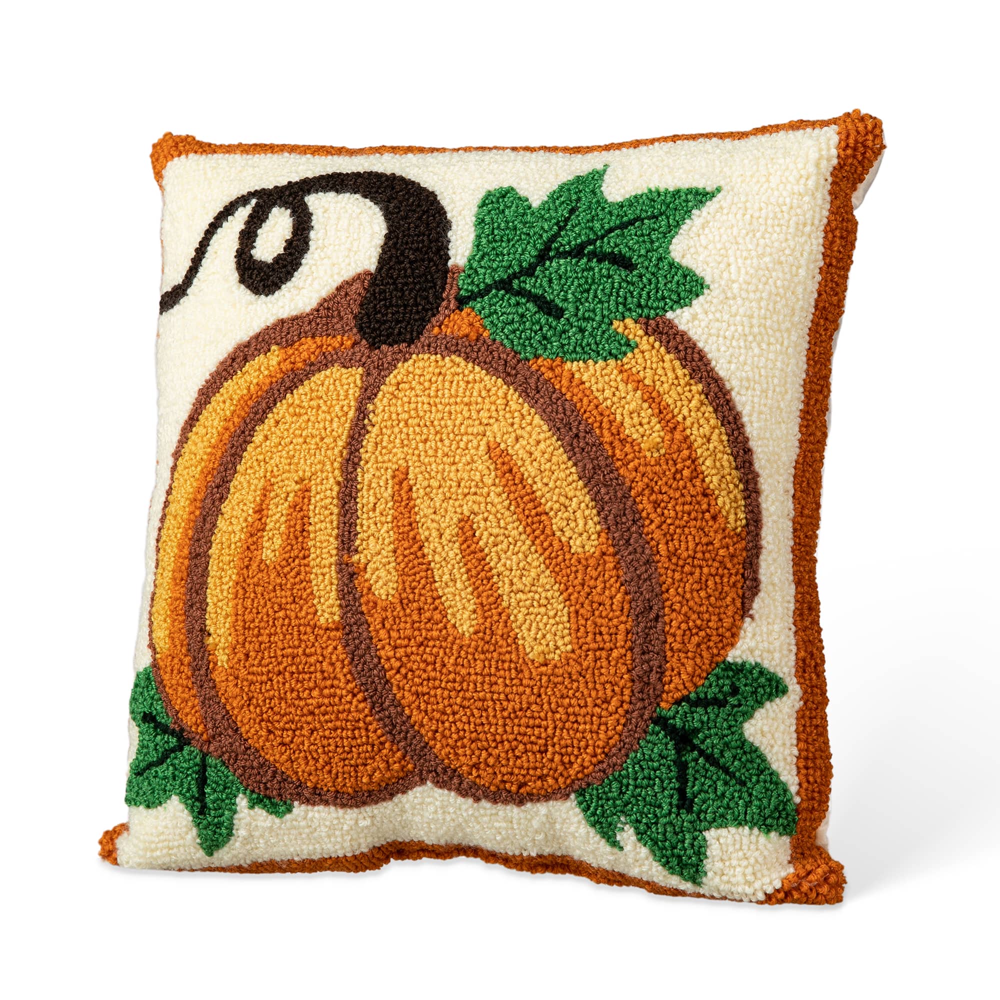 Glitzhome® 14" Fall Hooked Pumpkin Pillow