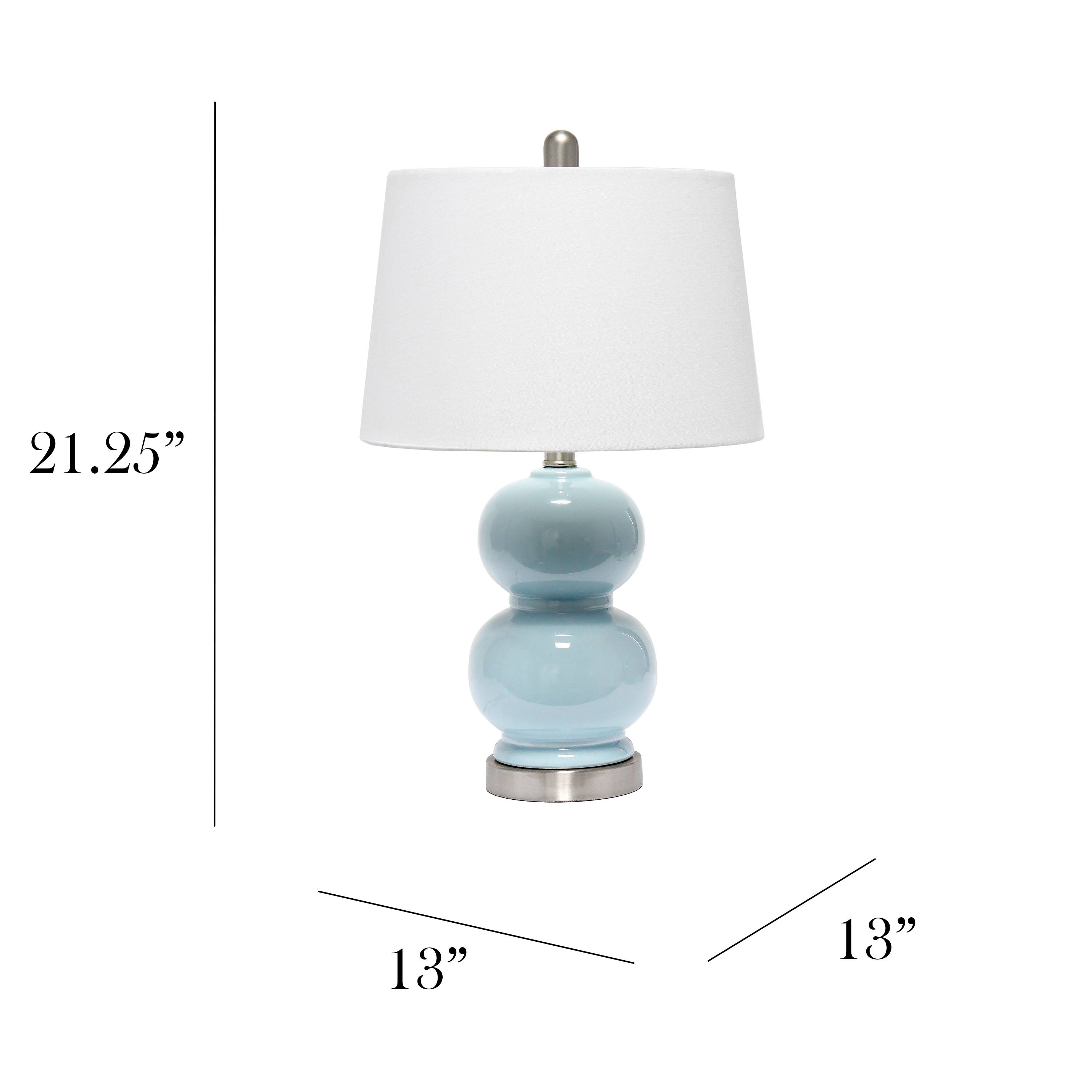 Lalia Home 21&#x22; Light Blue Dual Orb Table Lamp with Fabric Shade