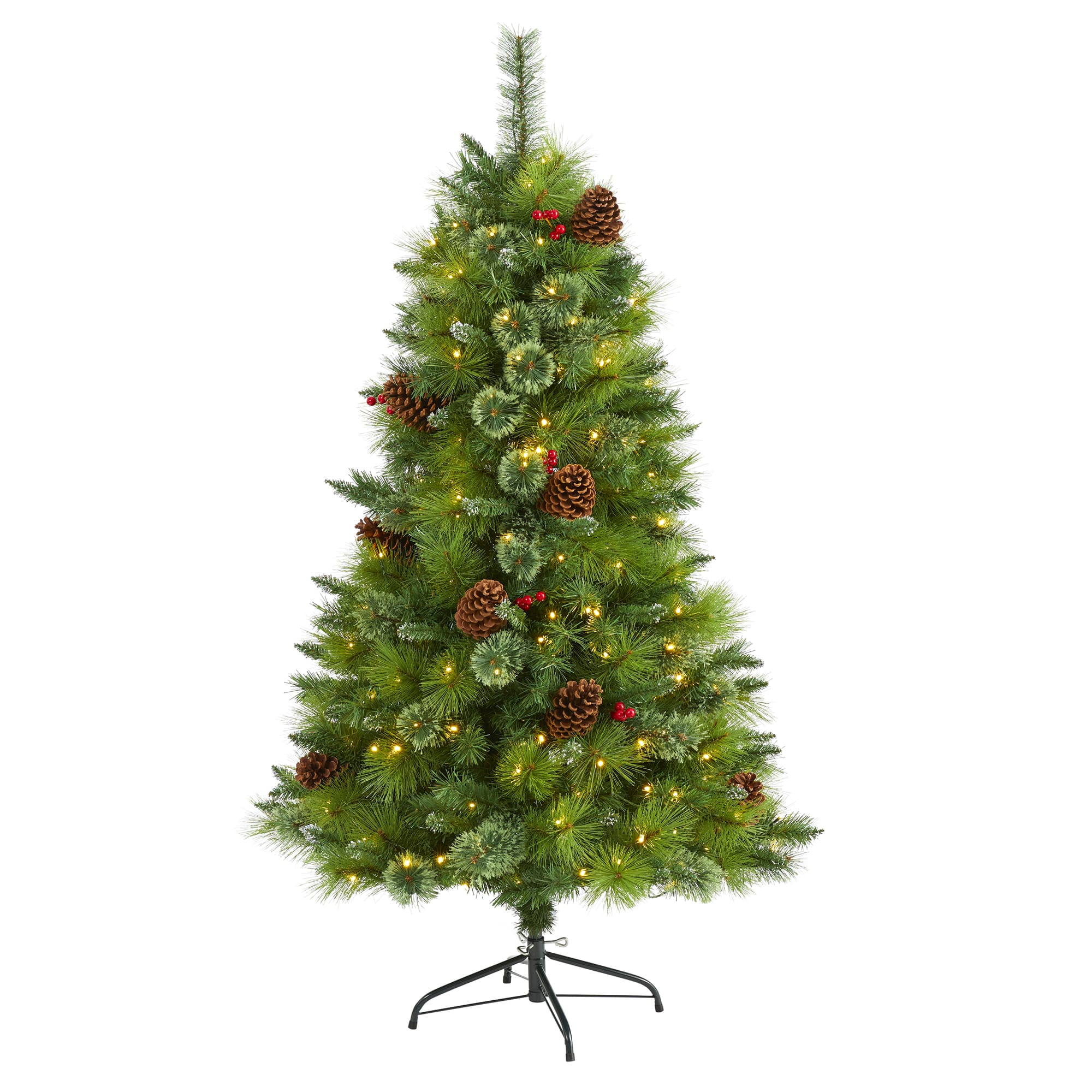 5ft. Pre-Lit Montana Mixed Pine, Pinecones & Berries Artificial Christmas Tree with Clear LED Lights