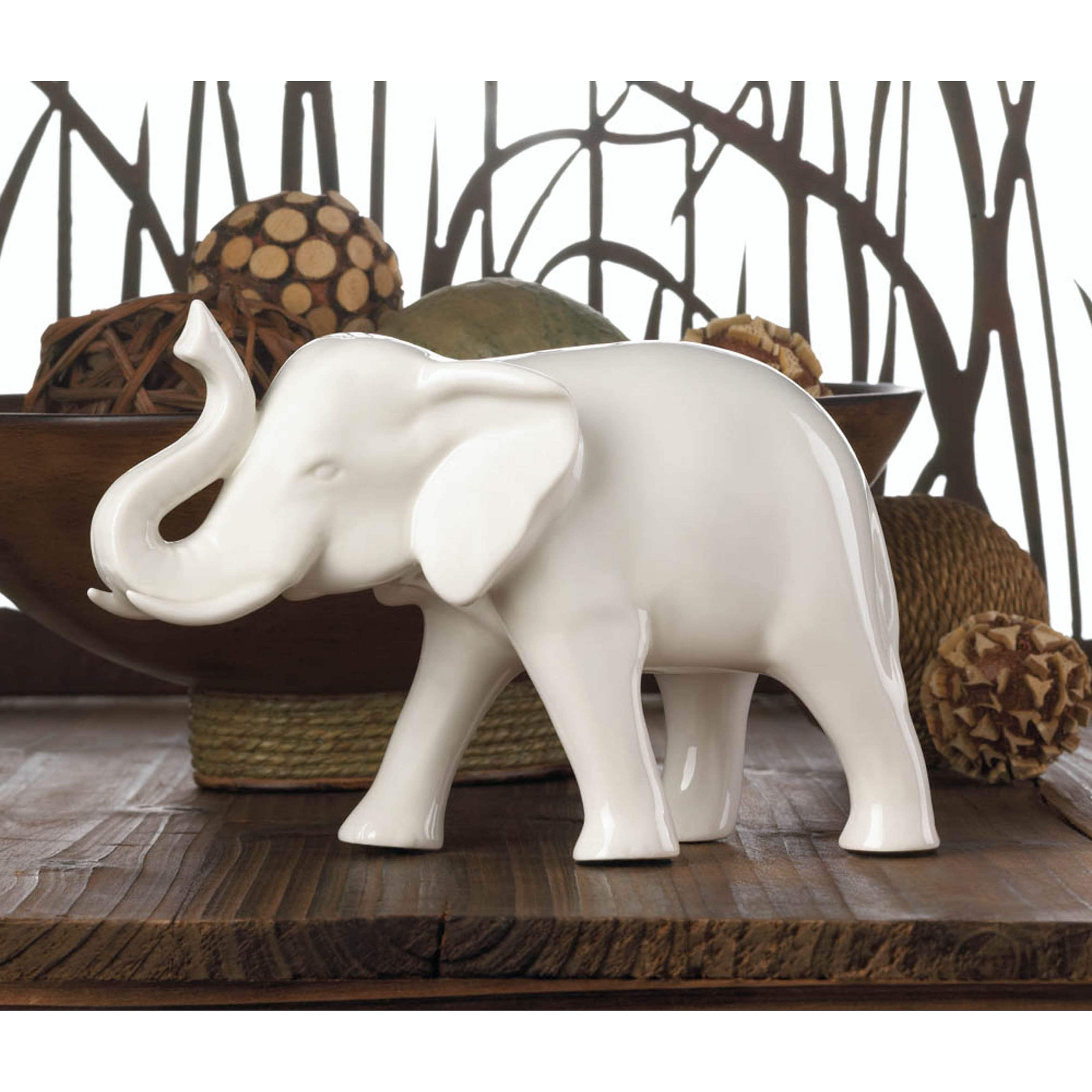 5&#x22; Sleek White Ceramic Elephant