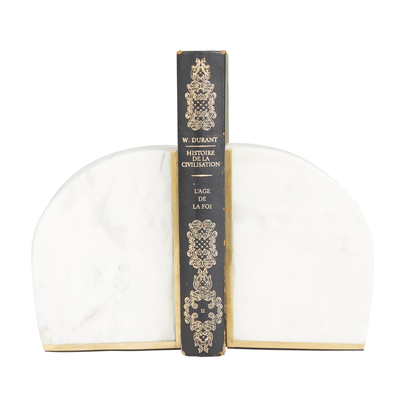 CosmoLiving by Cosmopolitan White Marble Glam Bookends, 6&#x22; x 4&#x22; x 2&#x22;
