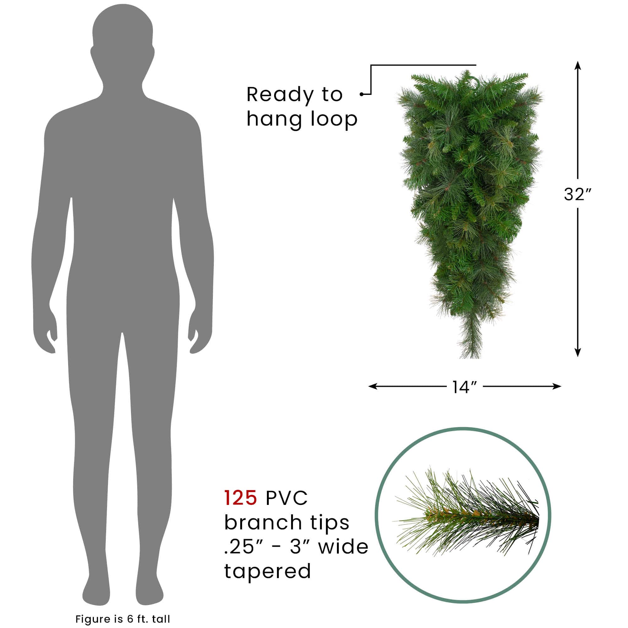 30&#x22; Unlit Canyon Pine Teardrop Swag