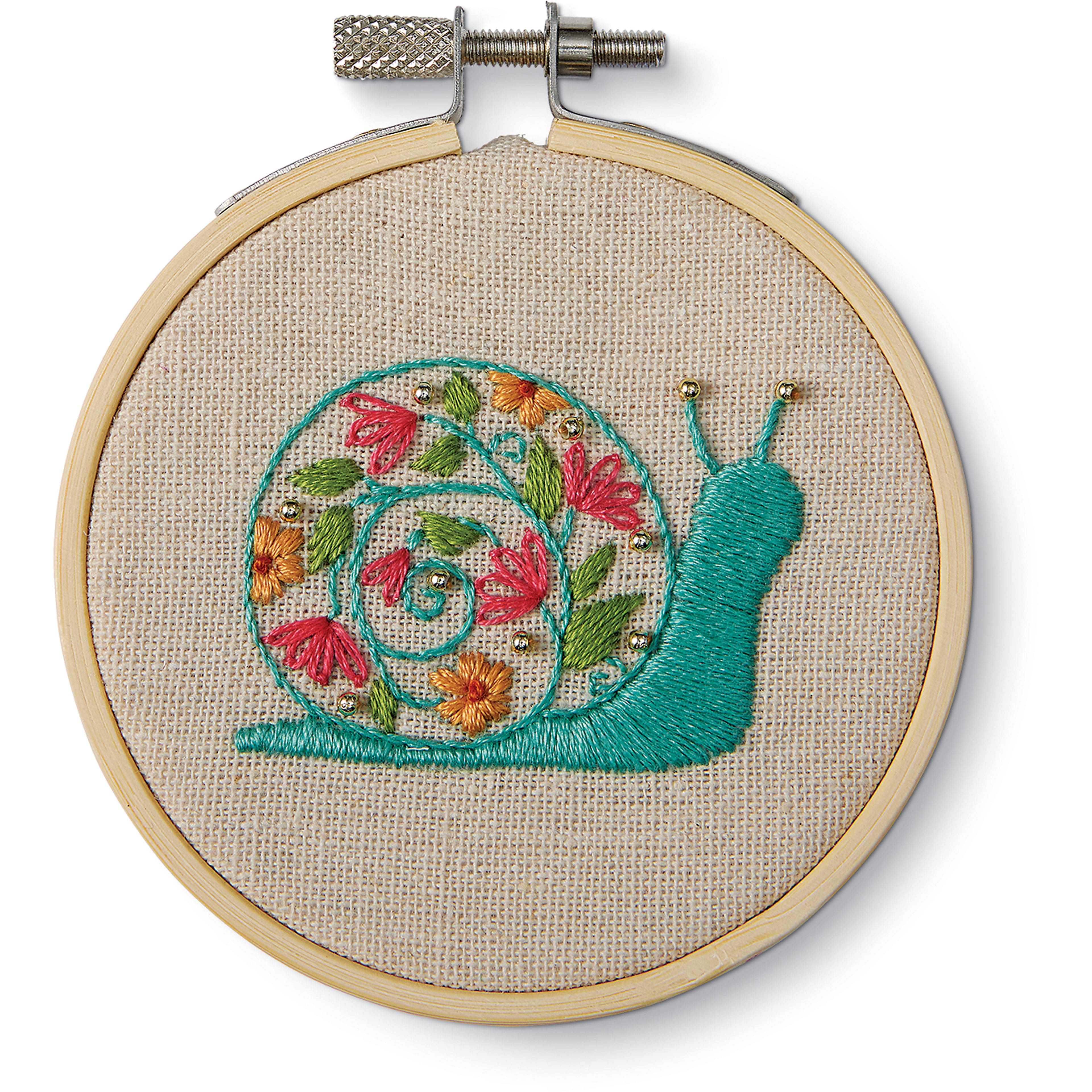 3.5" Snail Stamped Design Embroidery Kit with Hoop by Loops & Threads®