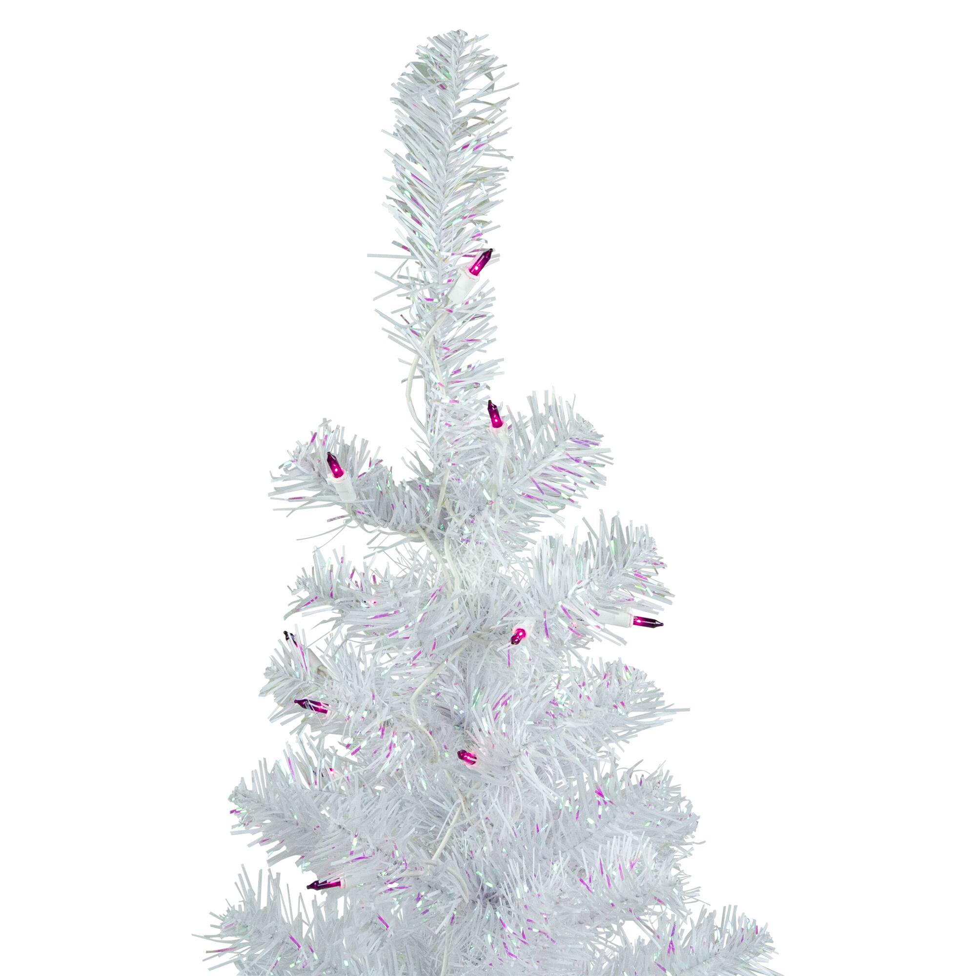 3ft. Pre-Lit White Rockport Pine Artificial Christmas Tree, Purple Lights