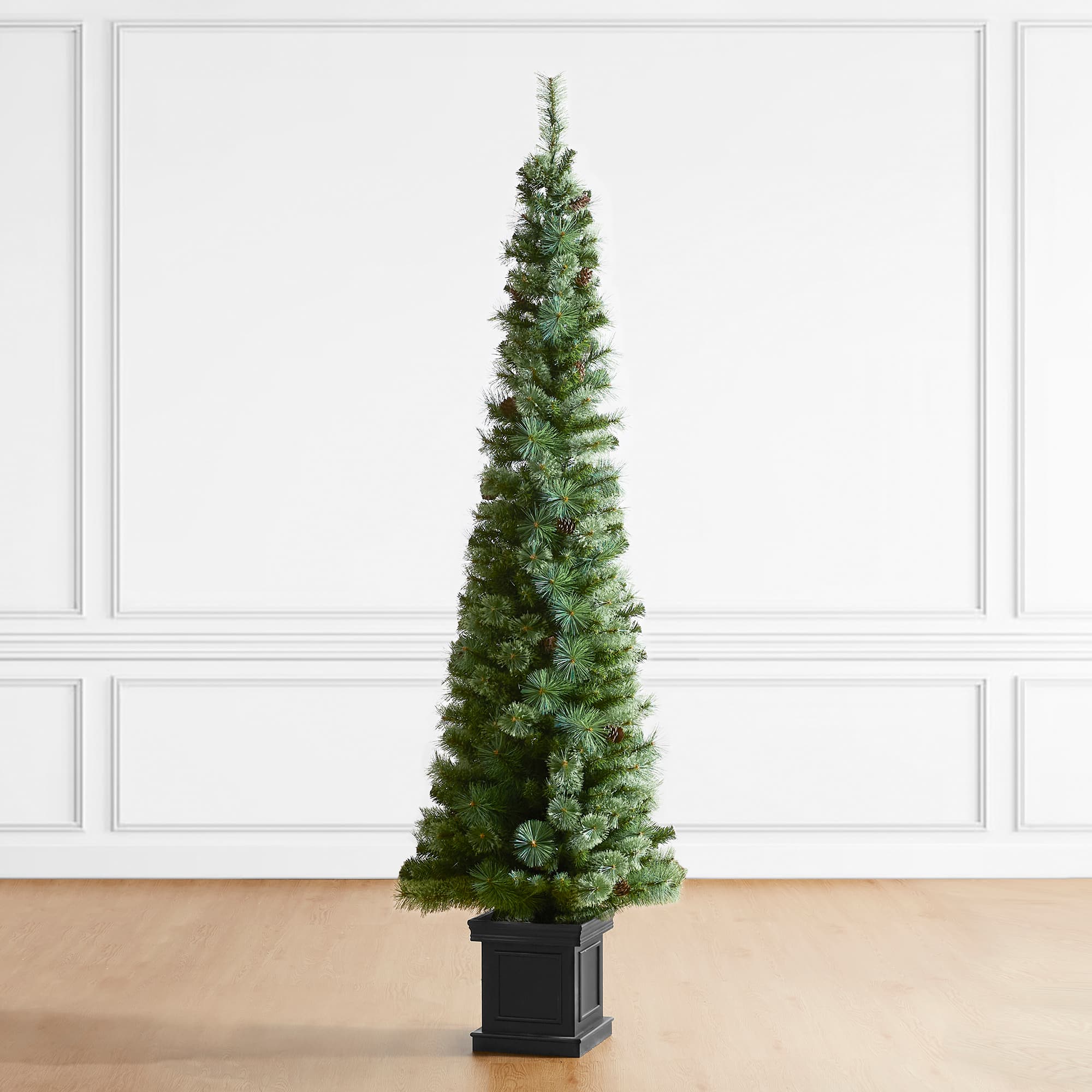 7ft. Pre-Lit Green Pine Artificial Christmas Porch Tree, Color Changing LED Lights