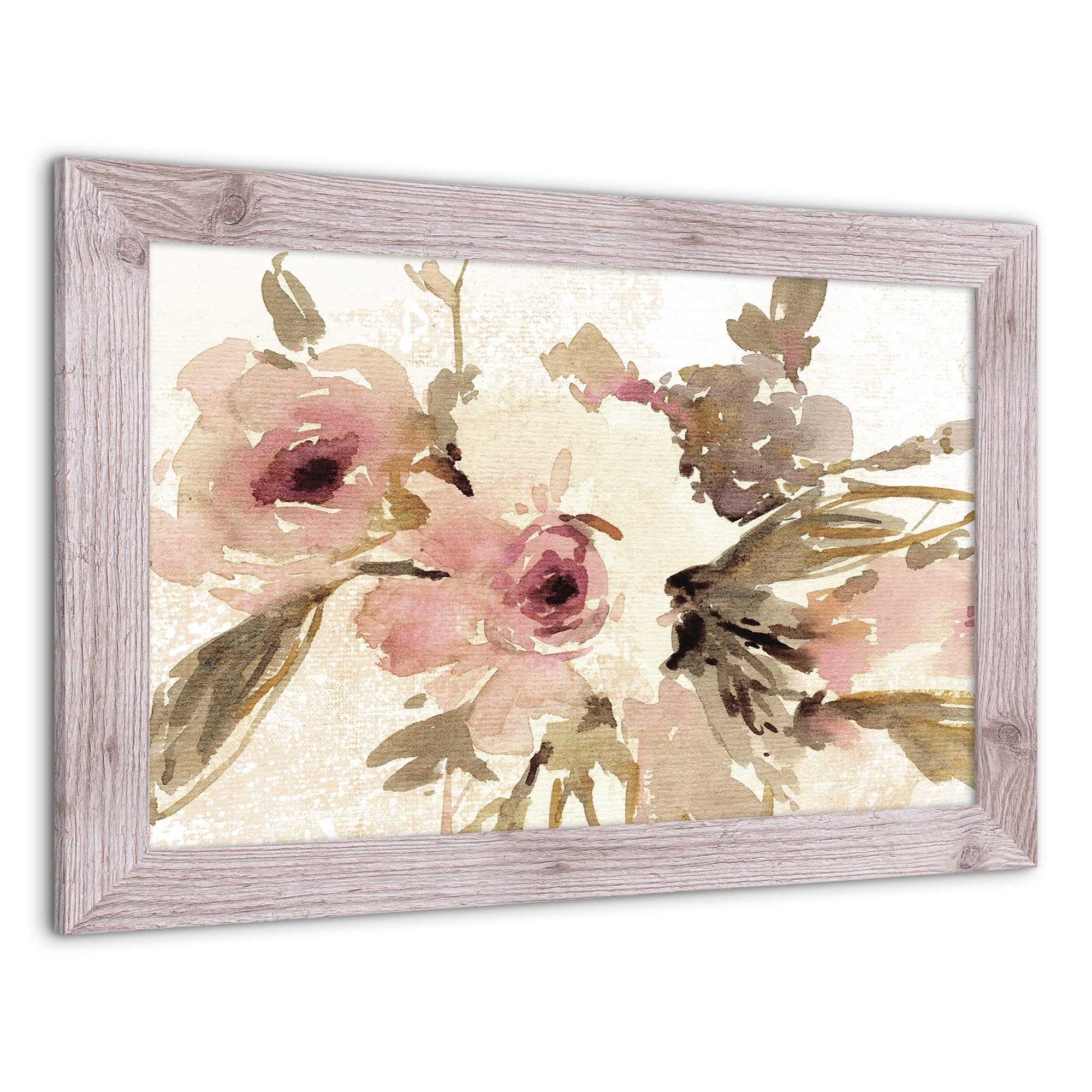 Pink Flowers 24&#x22; x 16&#x22; Western White Framed Print