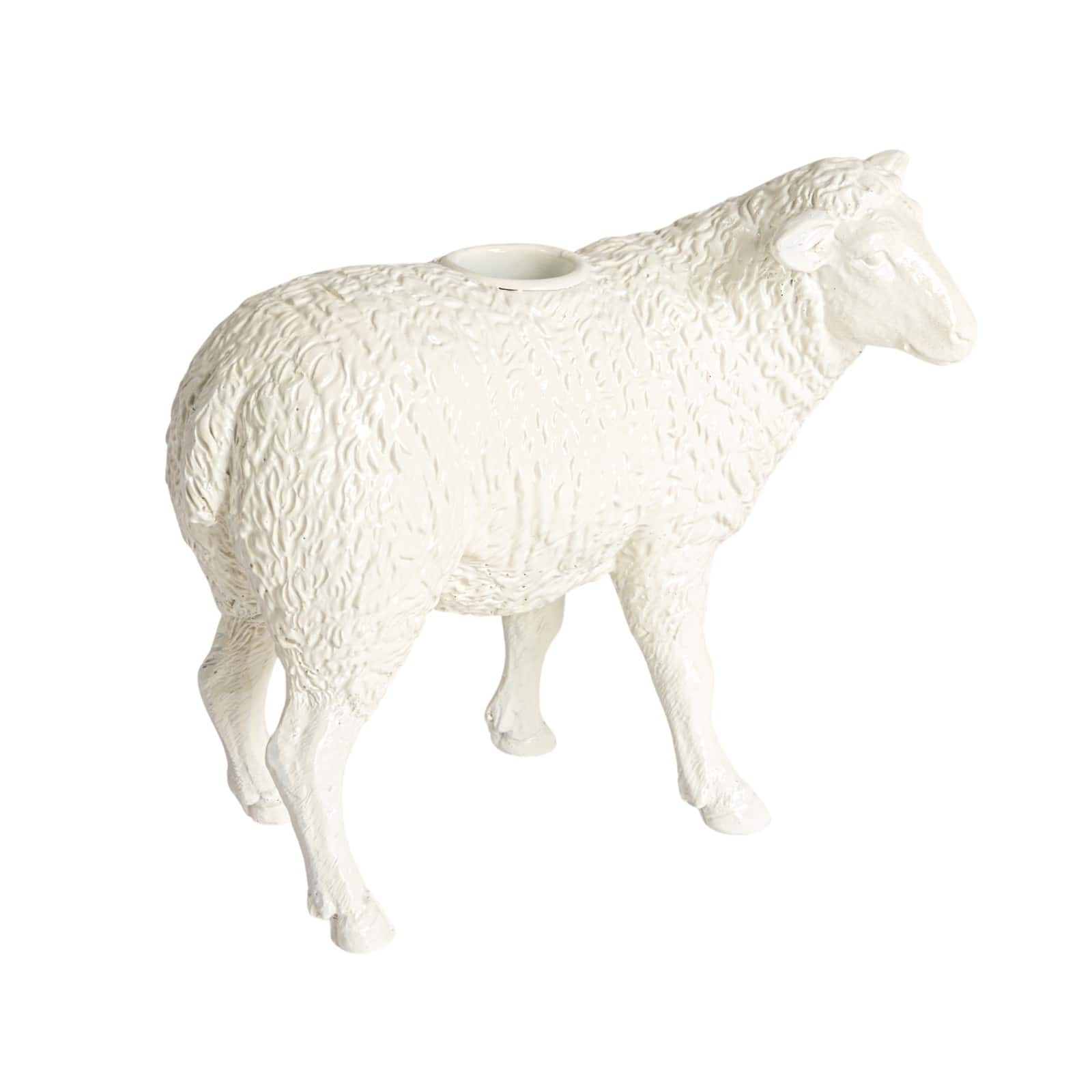 Hello Honey&#xAE; 6.75&#x22; Long White Pastoral Elegance Sheep Taper Candle Holder