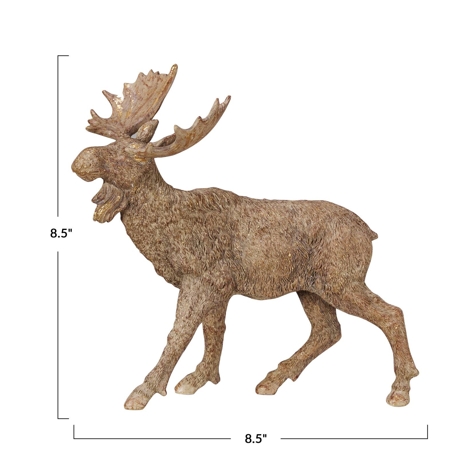 Hello Honey&#xAE; 8.5&#x22; Antique Gold Finish Standing Moose Tabletop Accent