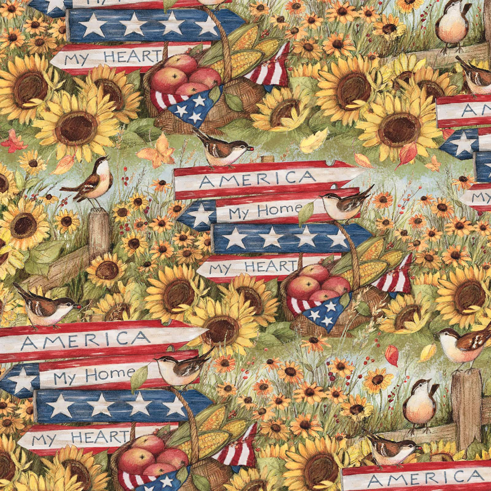 America My Heart, My Home Cotton Fabric