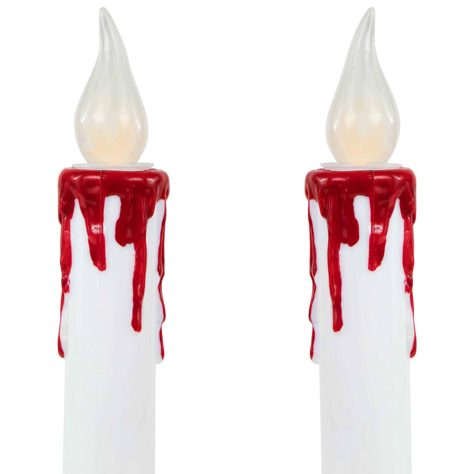 9&#x22; Pre-Lit LED White &#x26; Red Halloween Candles, 2ct.