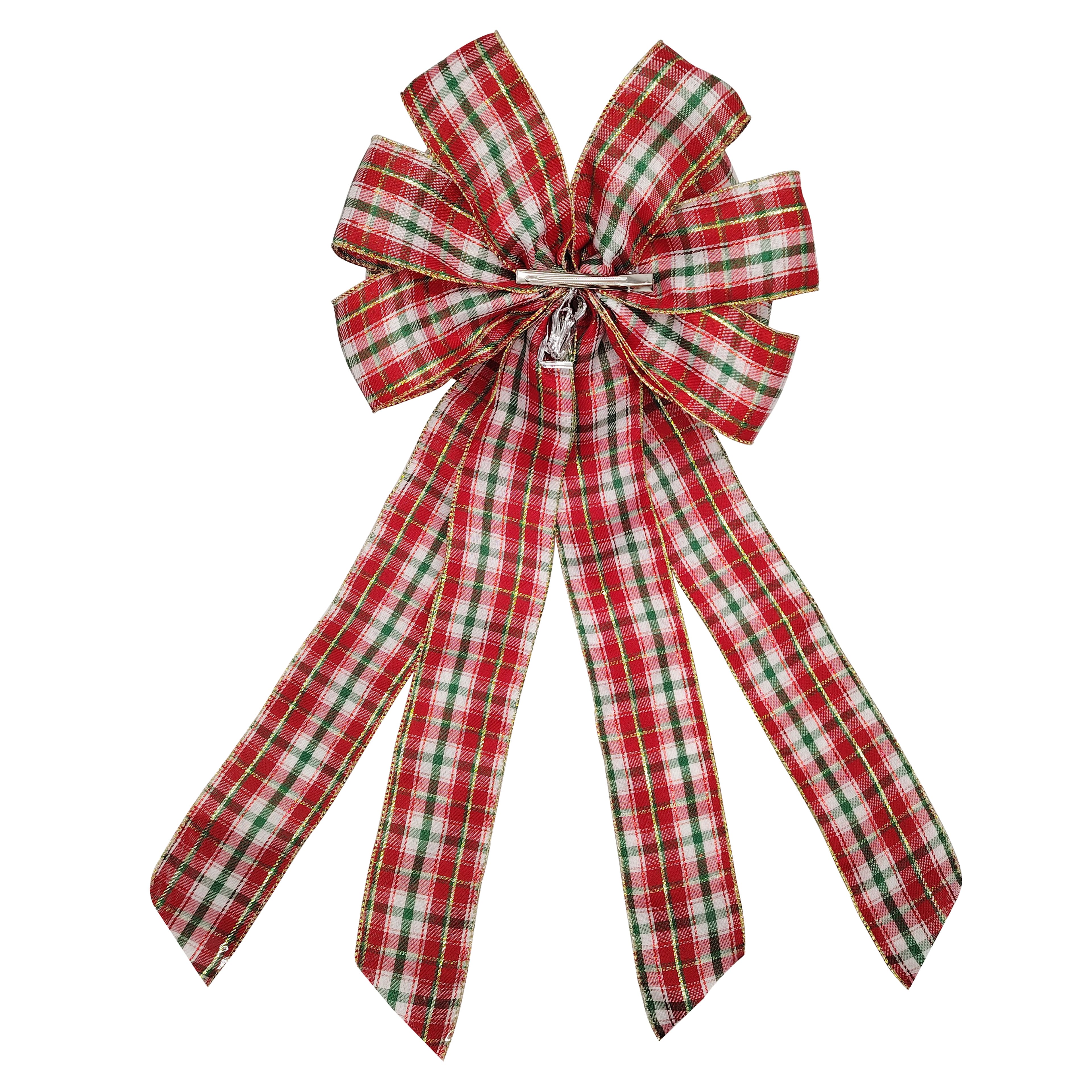 20.5&#x22; Red, White &#x26; Green Plaid Tree Bow by Celebrate It&#xAE;