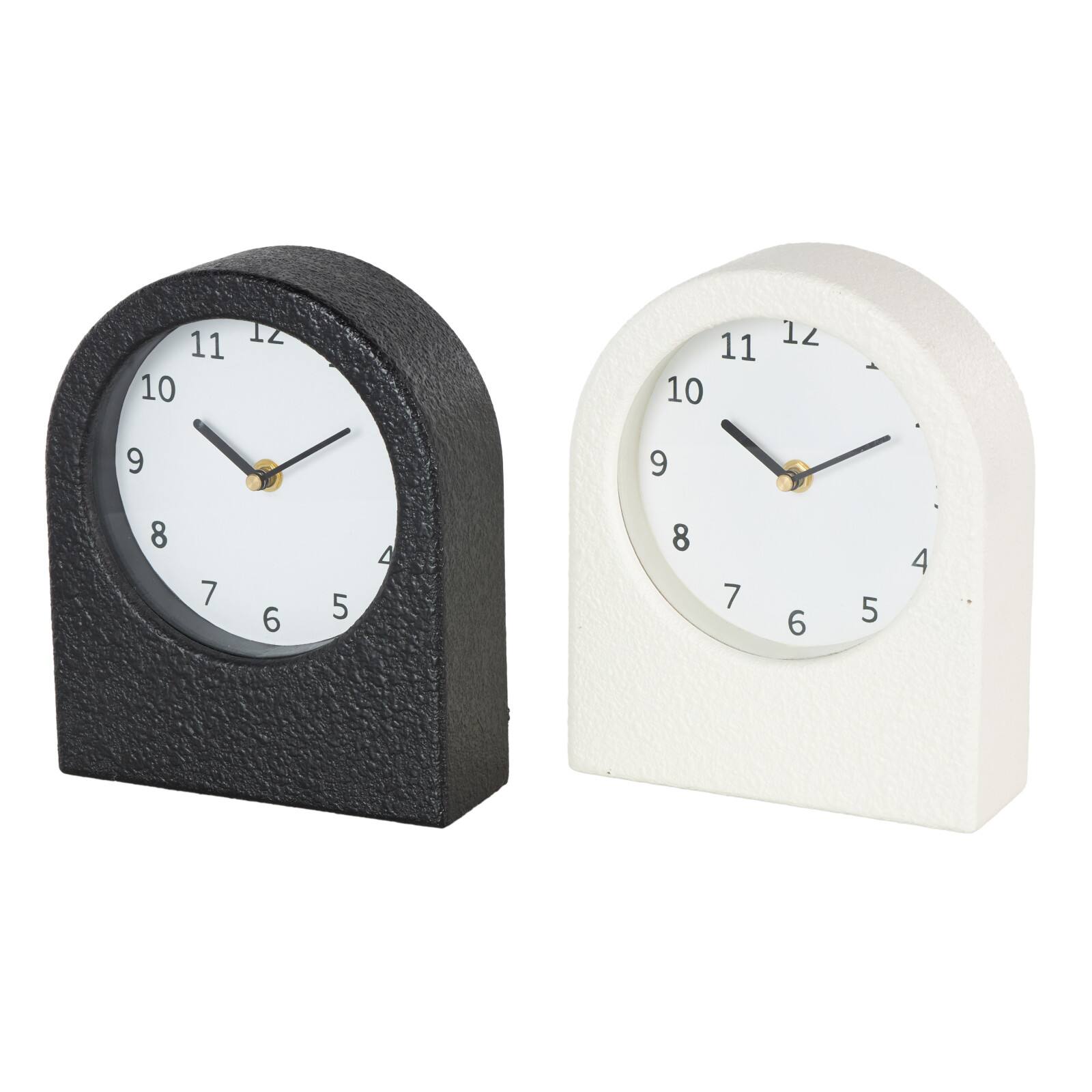 8.75" Textured Decorative Clock with Gold Accents Set