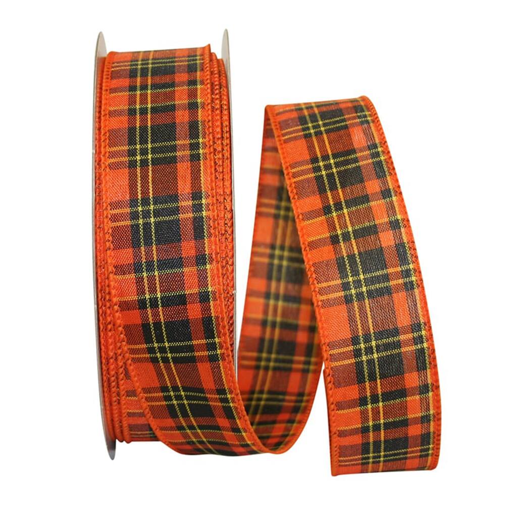 JAM Paper 1.5" x 50yd. Festive Plaid Value Wired Ribbon