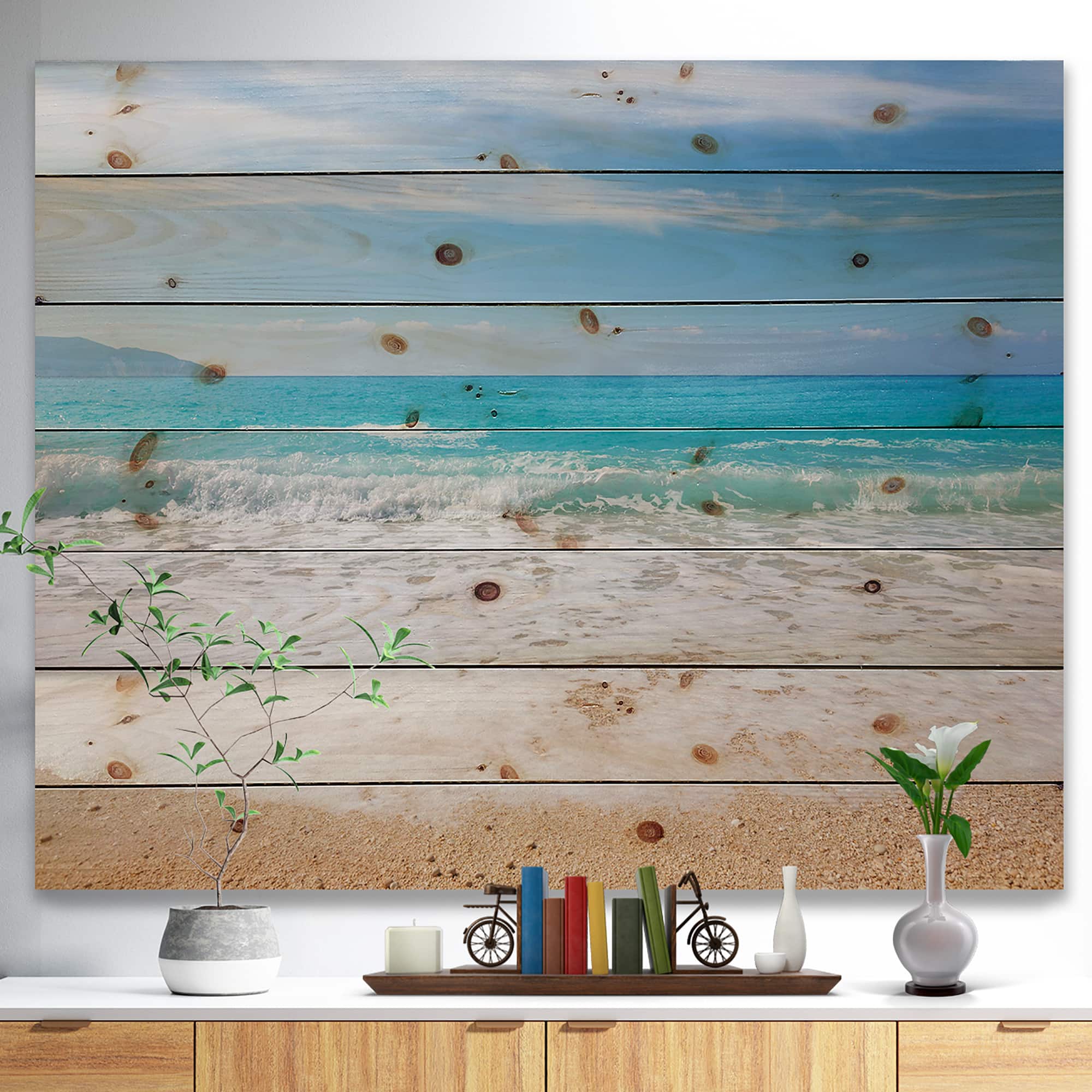 Designart - White Waves Kissing Beach Sand