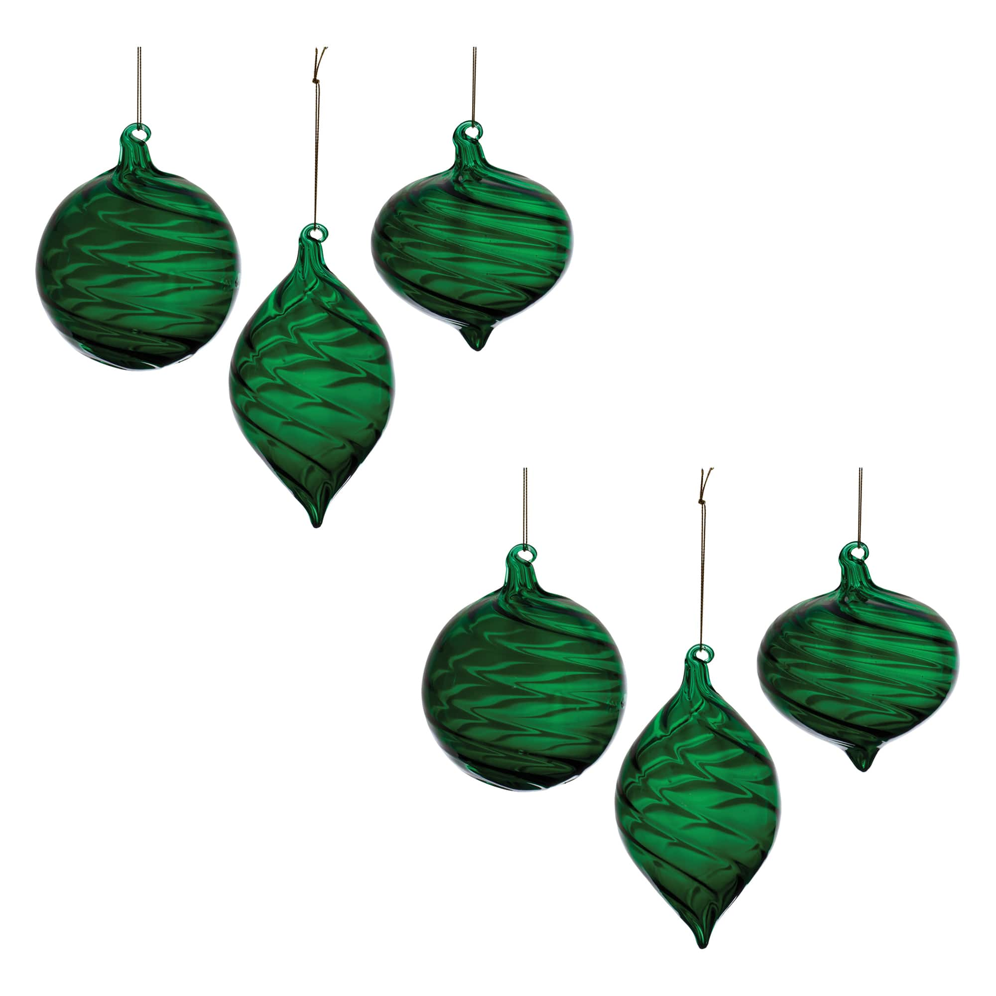 Emerald Green Swirl Glass Ornaments Set | Michaels