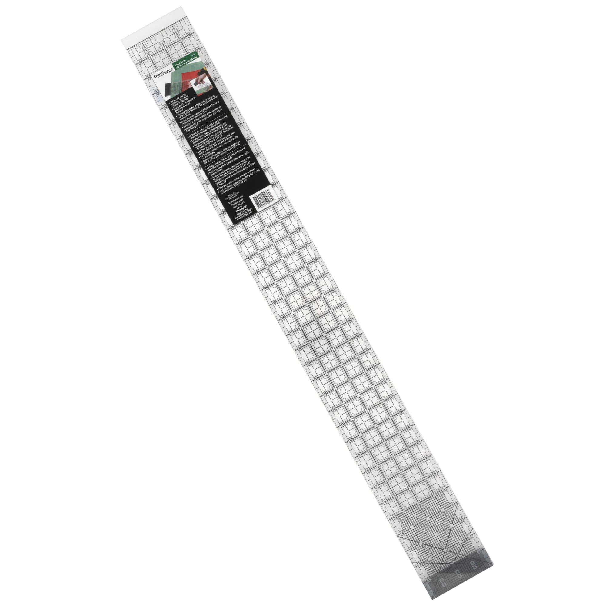 OmniEdge Rectangle Quilting Ruler With Removable Lip, 4" x 36"