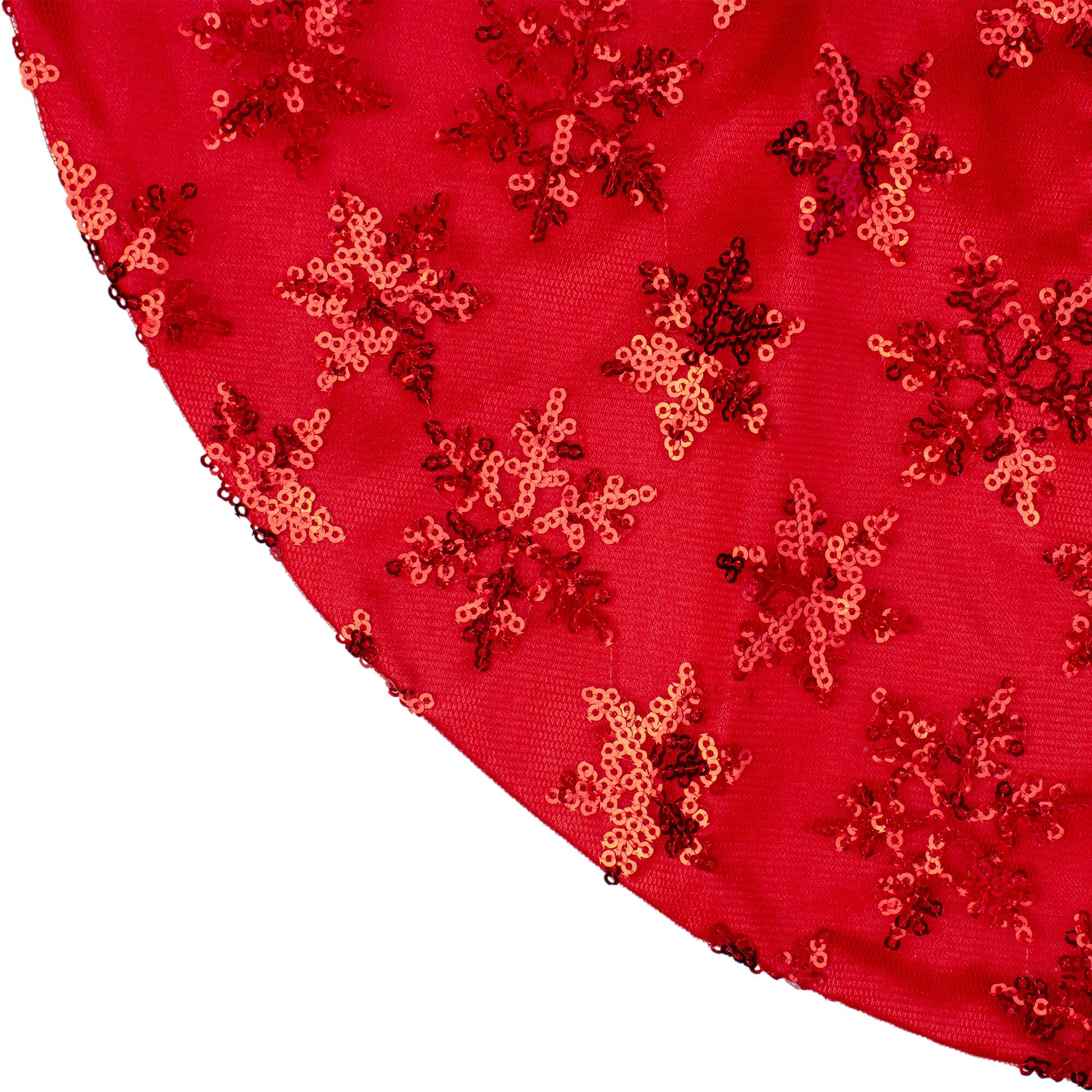 20&#x22; Red Sequin Snowflake Mini Tree Skirt