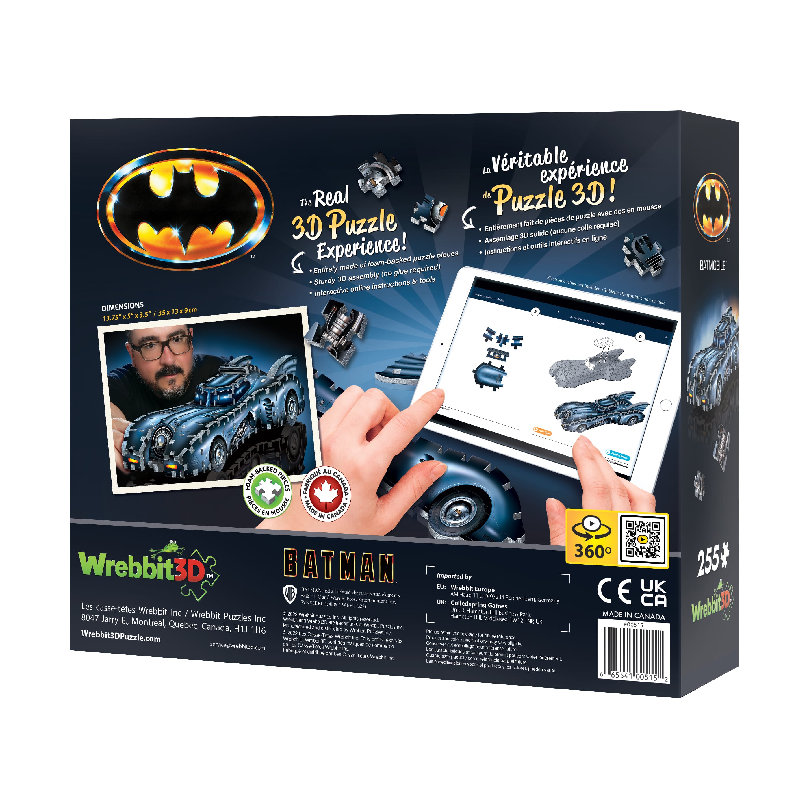 DC Batman - Batmobile 3D Jigsaw Puzzle: 255 Pcs
