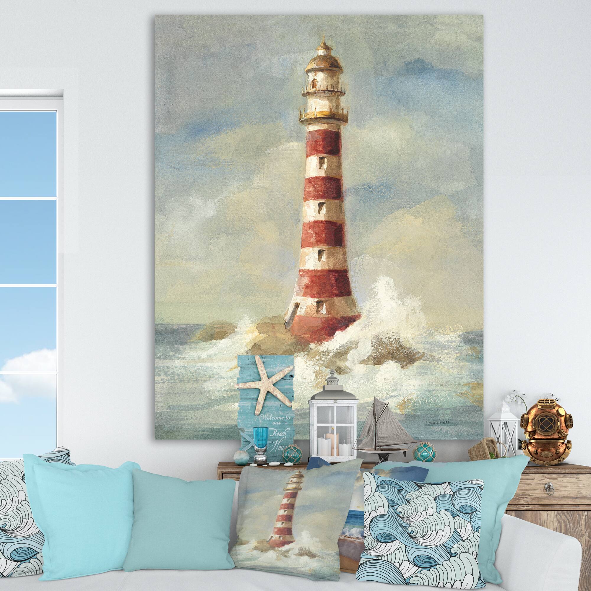 Designart - Ocean Lighthouse - Nautical & Coastal Premium Canvas Wall Art