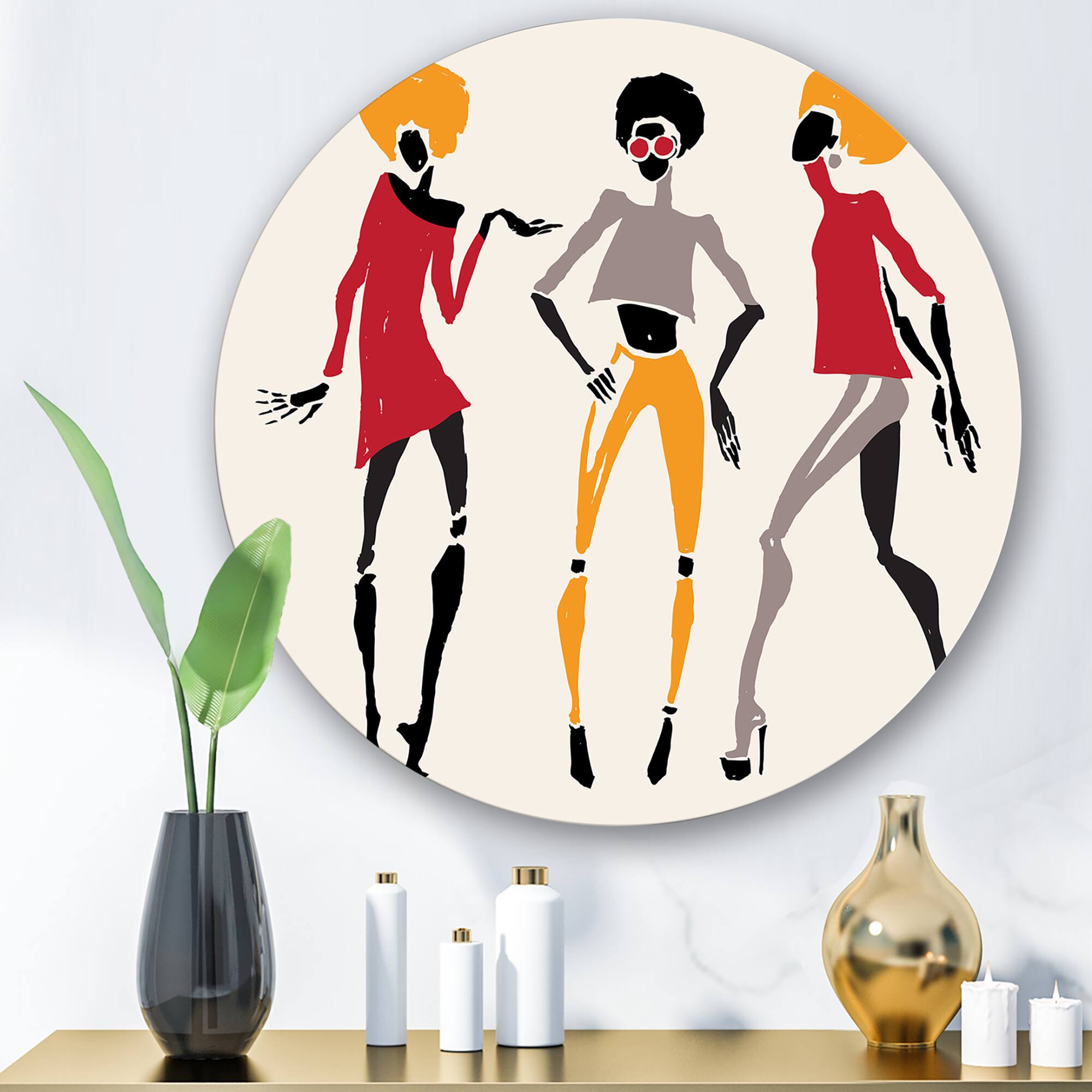 Designart - African American Women Silhouettes I - Modern Metal Circle Wall Art
