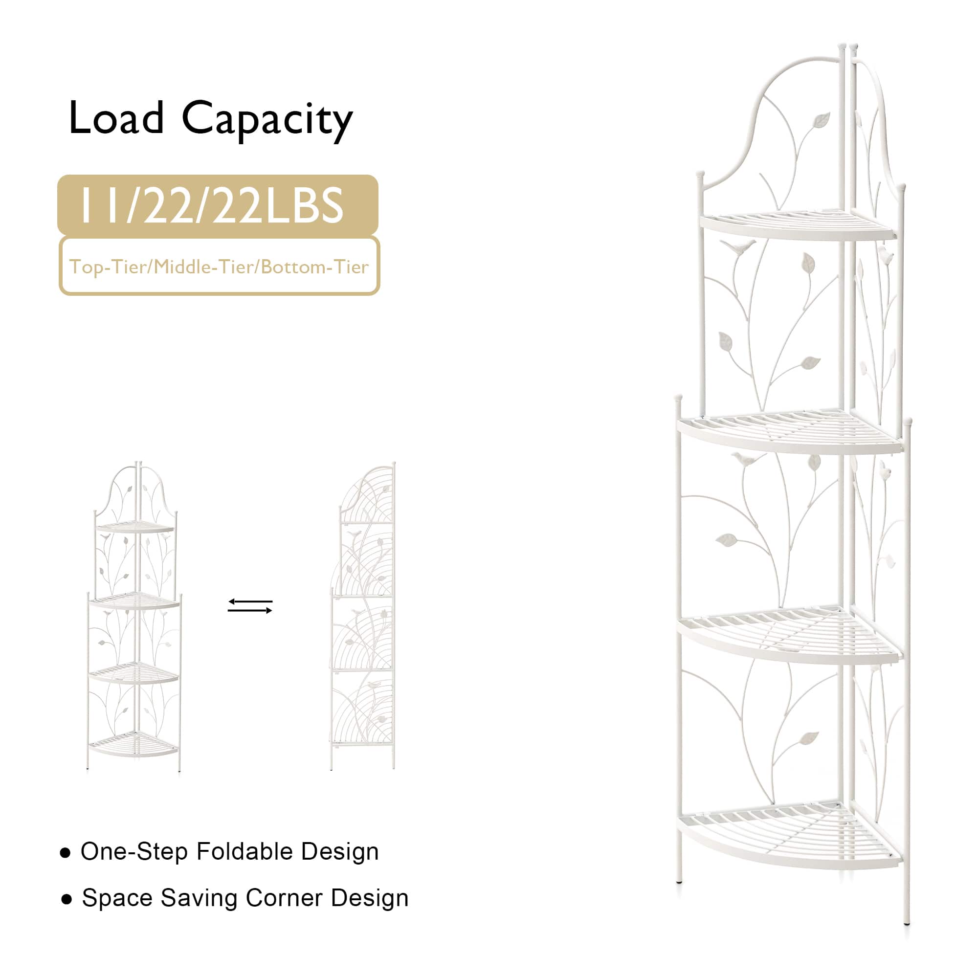 Glitzhome® 4ft. Metal 4-Tiered Corner Shelf Stand