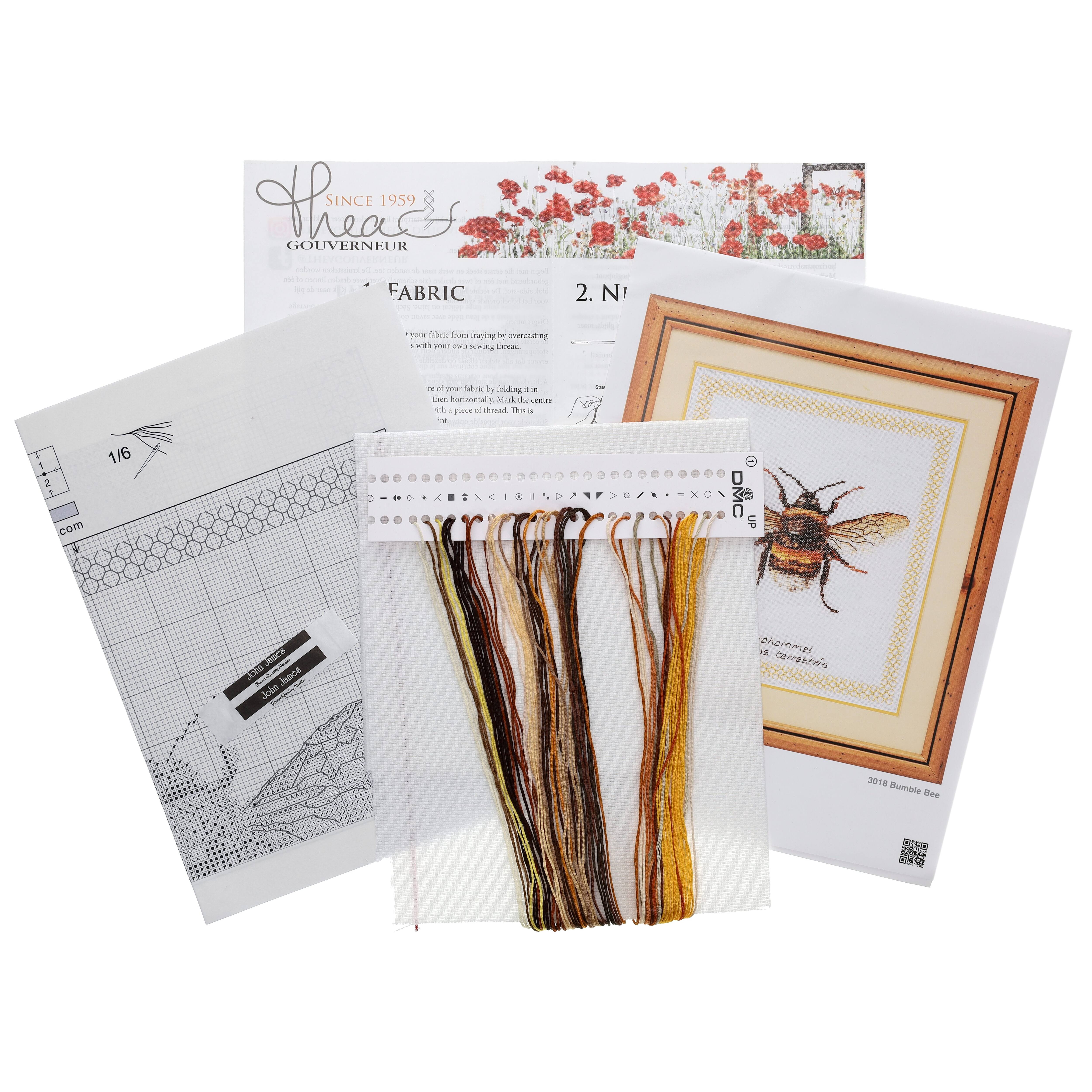 Thea Gouverneur Bumble Bee Cross Stitch Kit