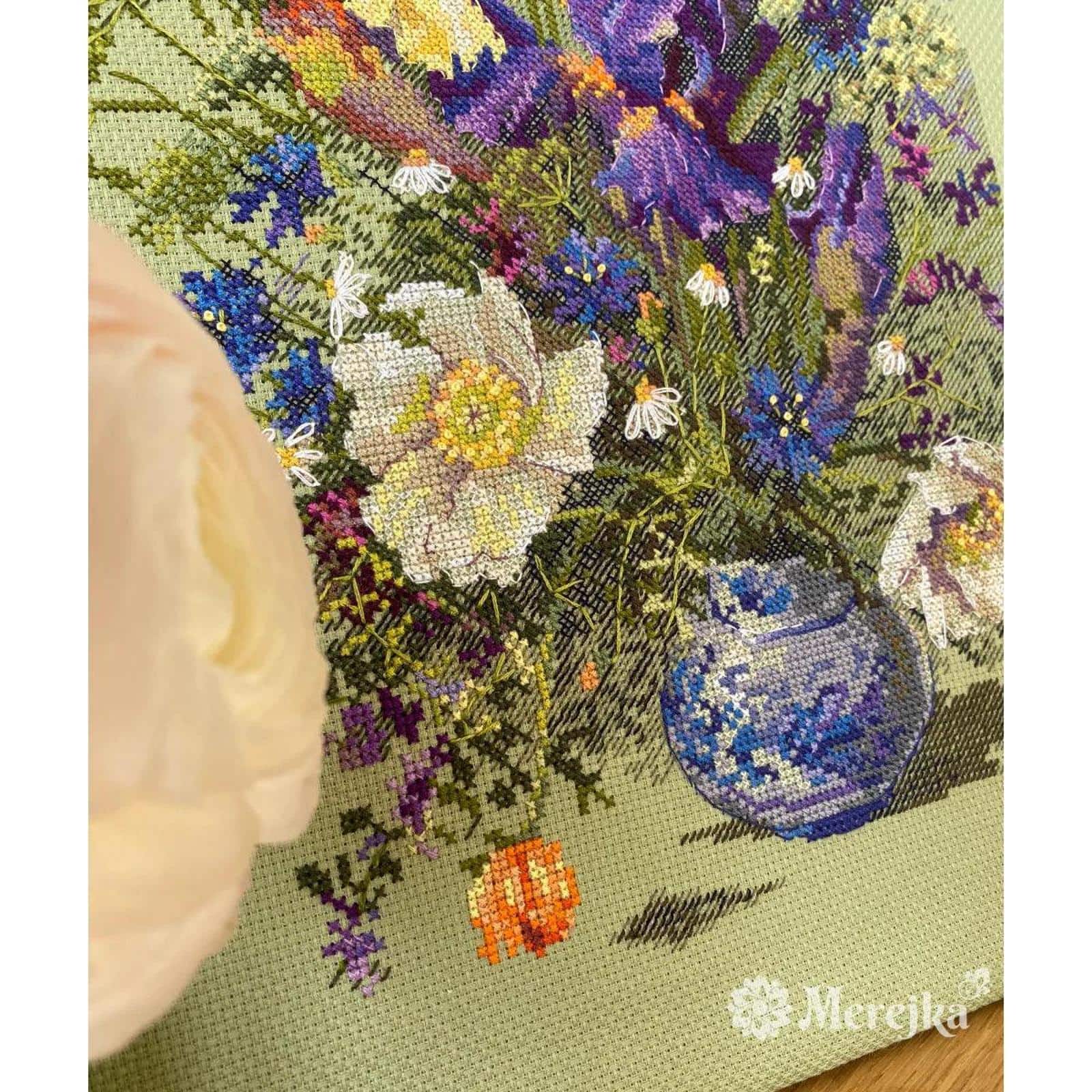 Merejka® Irises & Wildflowers Counted Cross Stitch Kit