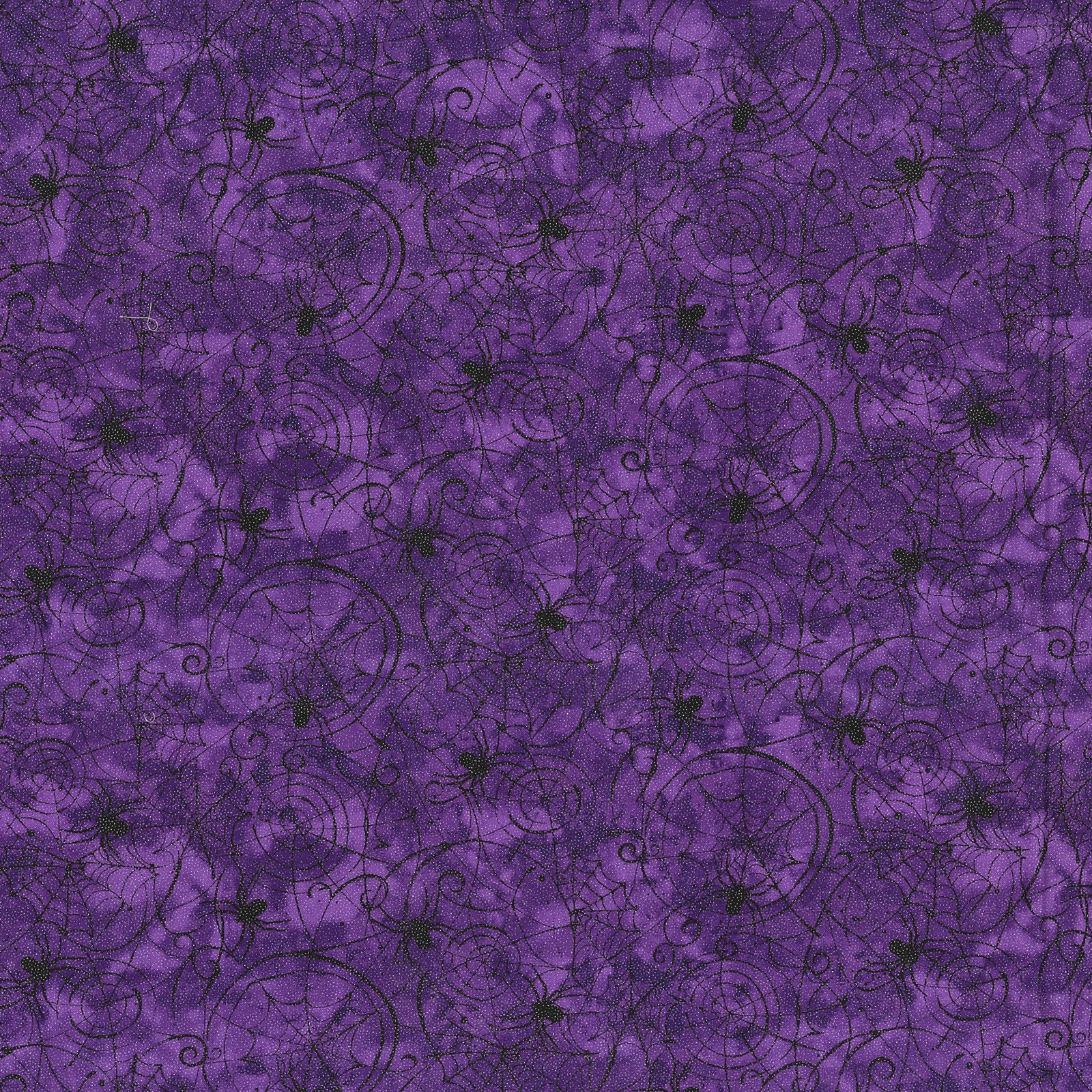 Fabric Traditions Halloween Purple Glitter Spider Web Home D&#xE9;cor Fabric