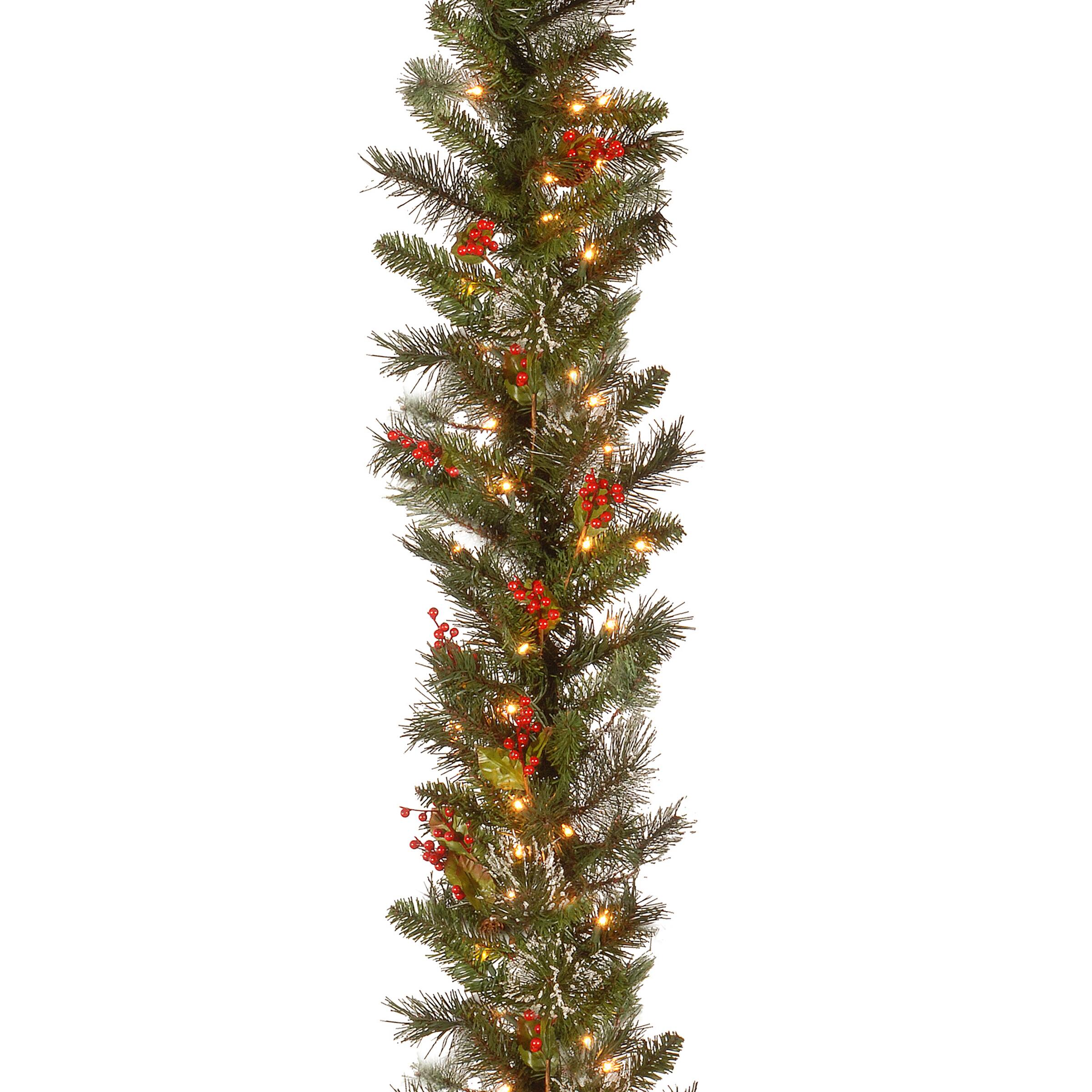 9ft. Pre-Lit Wintry Pine&#xAE; with Cones, Berries, Snowflakes and Clear Lights Garland