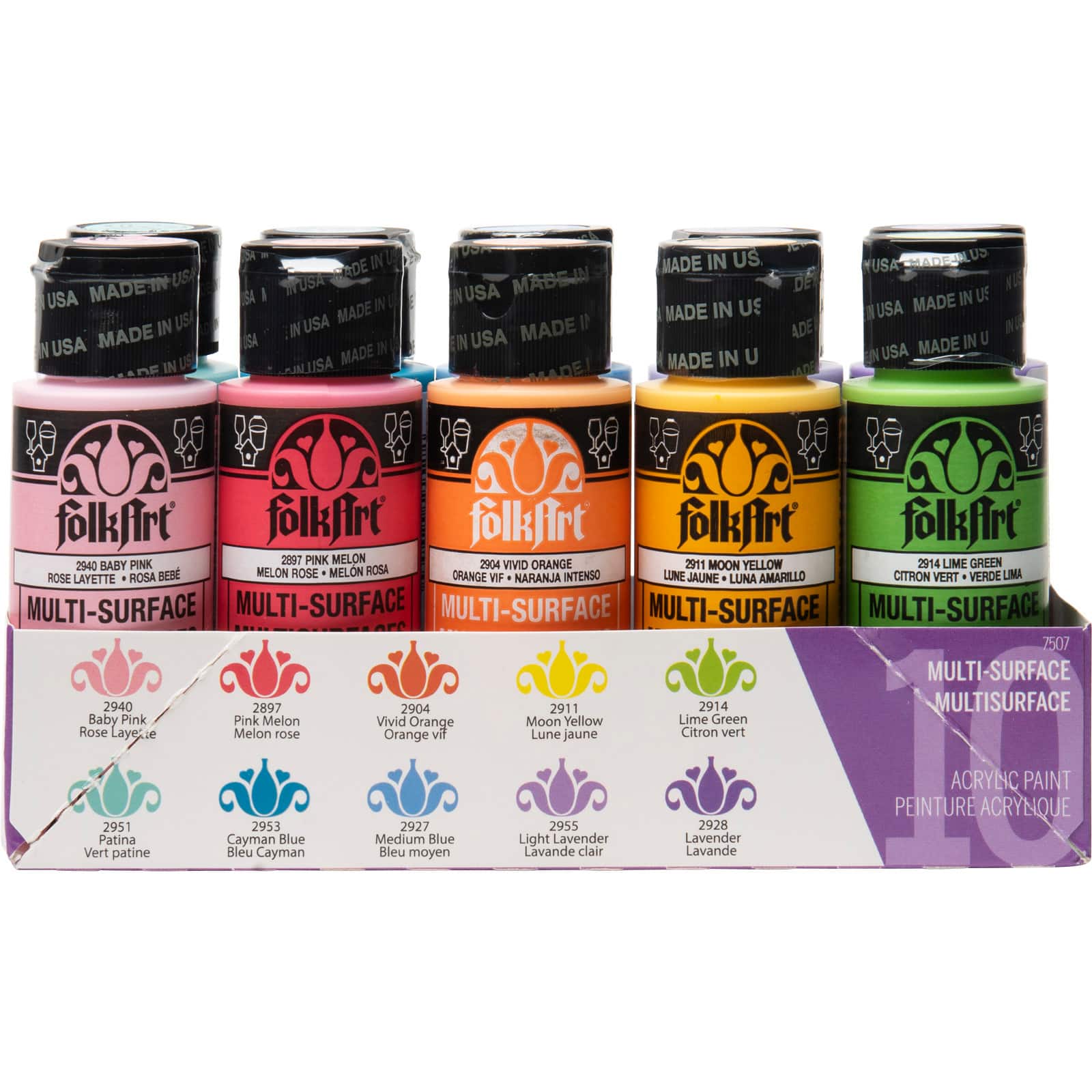 6 Packs: 10 ct. (60 total) FolkArt® Brights Multi-Surface Acrylic Paint Set