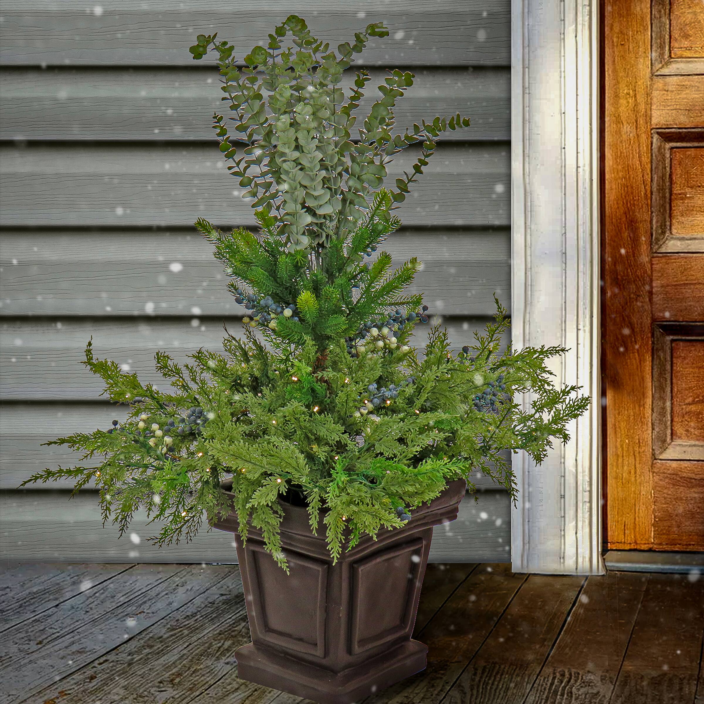 4ft. Green LED Evergreen & Eucalyptus Arrangement in Urn