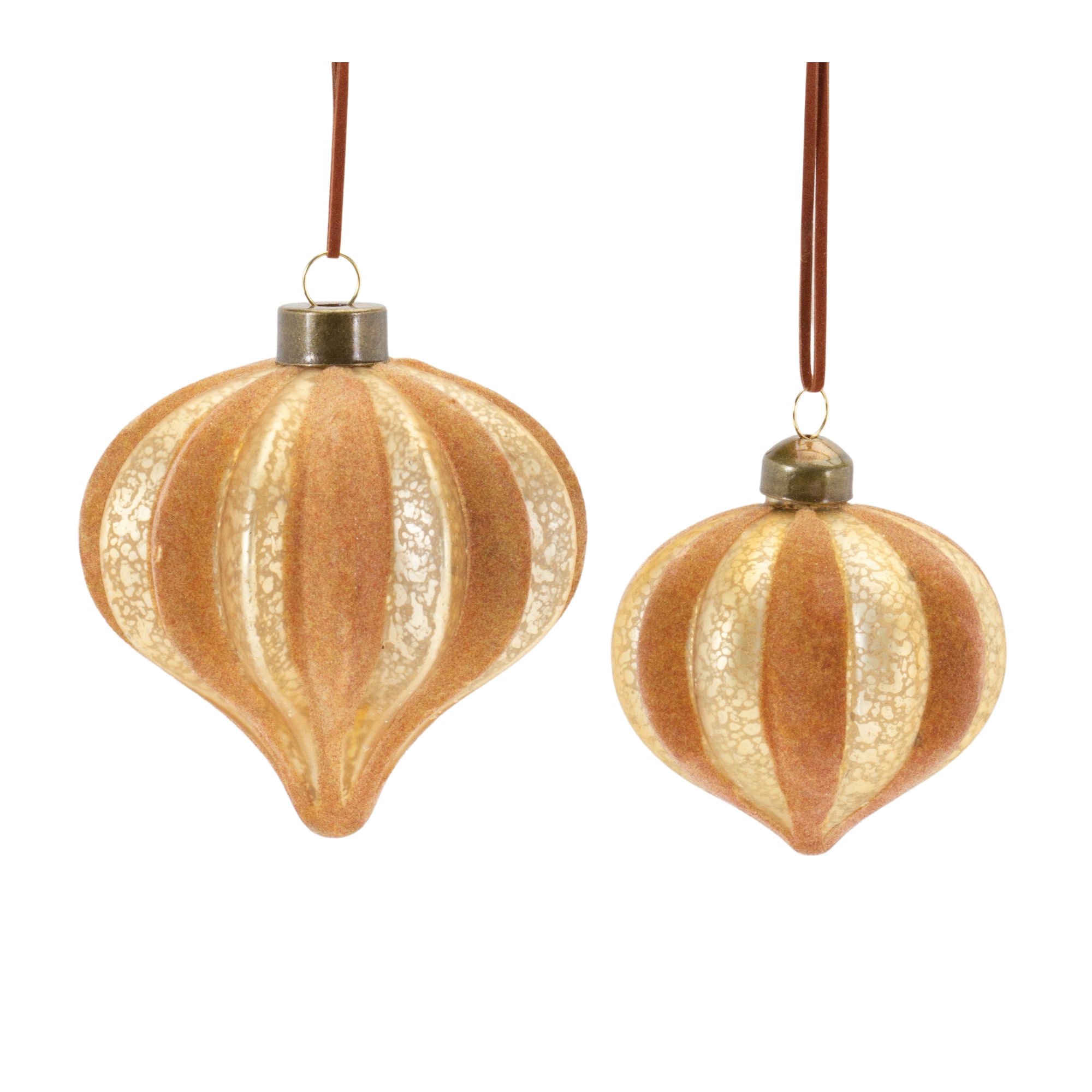 12ct. Gold Ribbed Glass Onion Ornaments