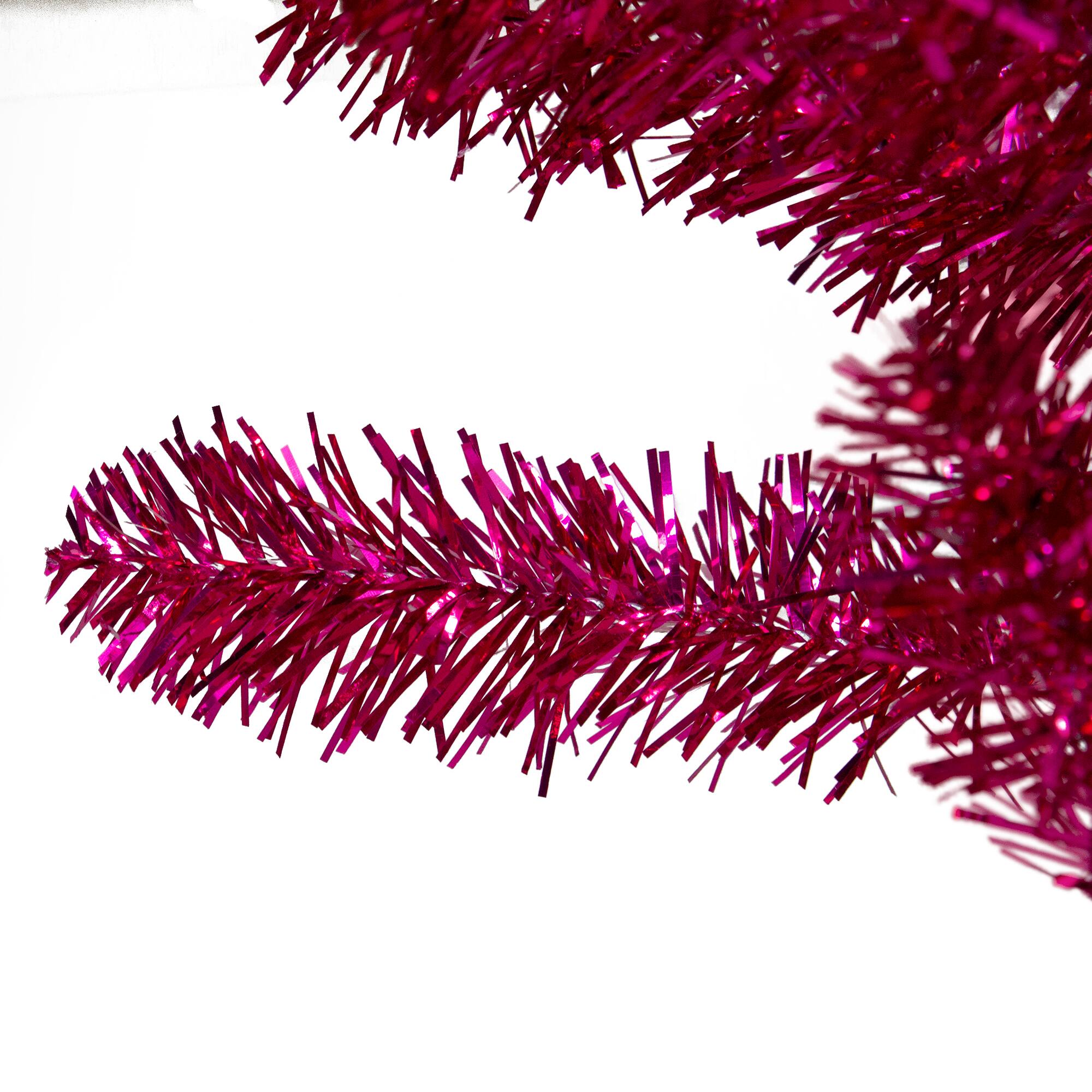7ft. Unlit Dark Pink Metallic Tinsel Artificial Christmas Tree