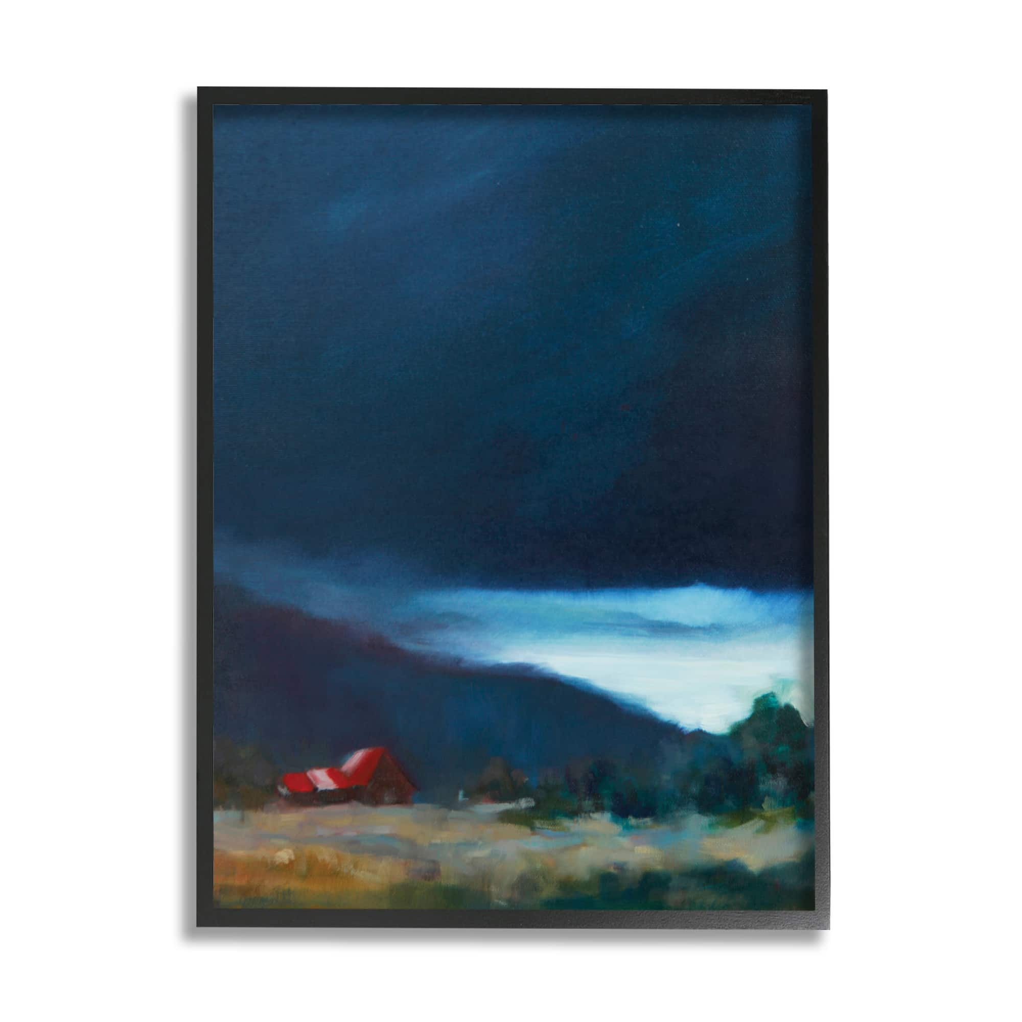 Stupell Industries Storm Clouds over Countryside Cottage Landscape in Black Frame Wall Art