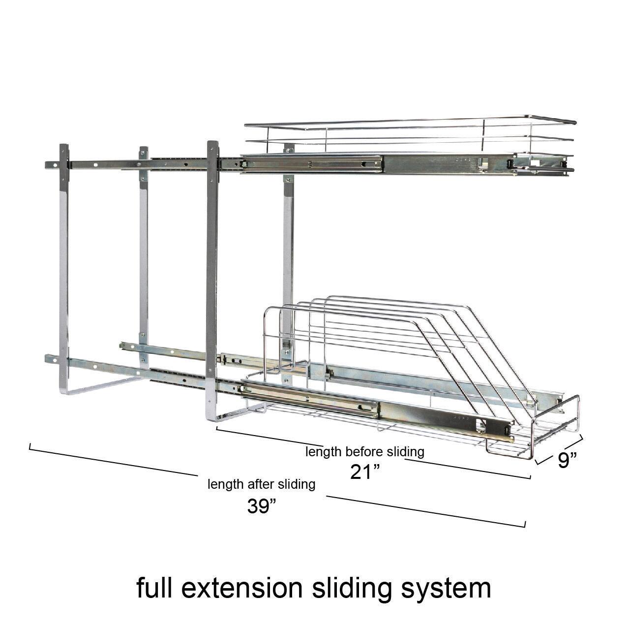 Household Essentials Glidez Chrome-Plated Steel 2-Tier Dual-Sliding Storage Organizer