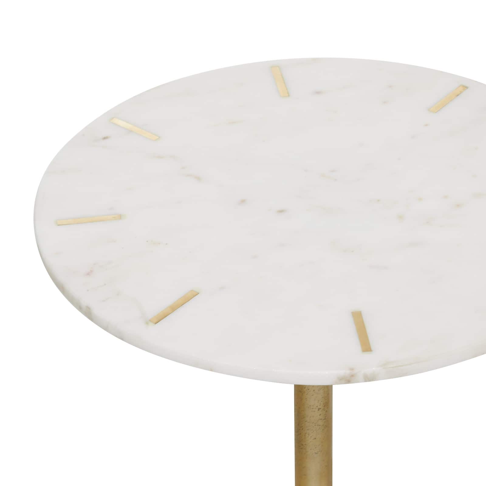 25" White Contemporary Marble Accent Table