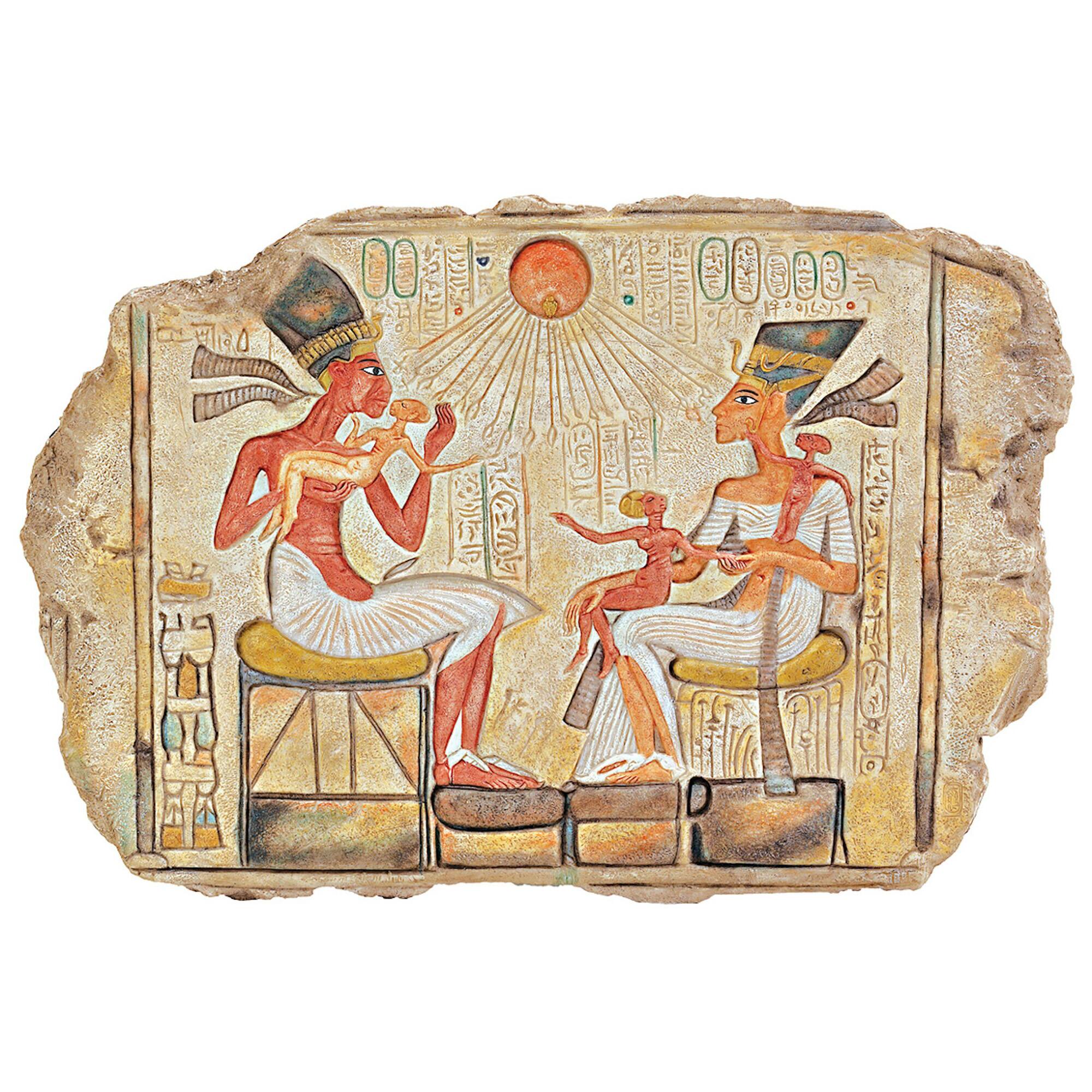 Design Toscano 8&#x22; King Akhenaton, Nefertiti &#x26; Daughters Stele Wall Sculpture
