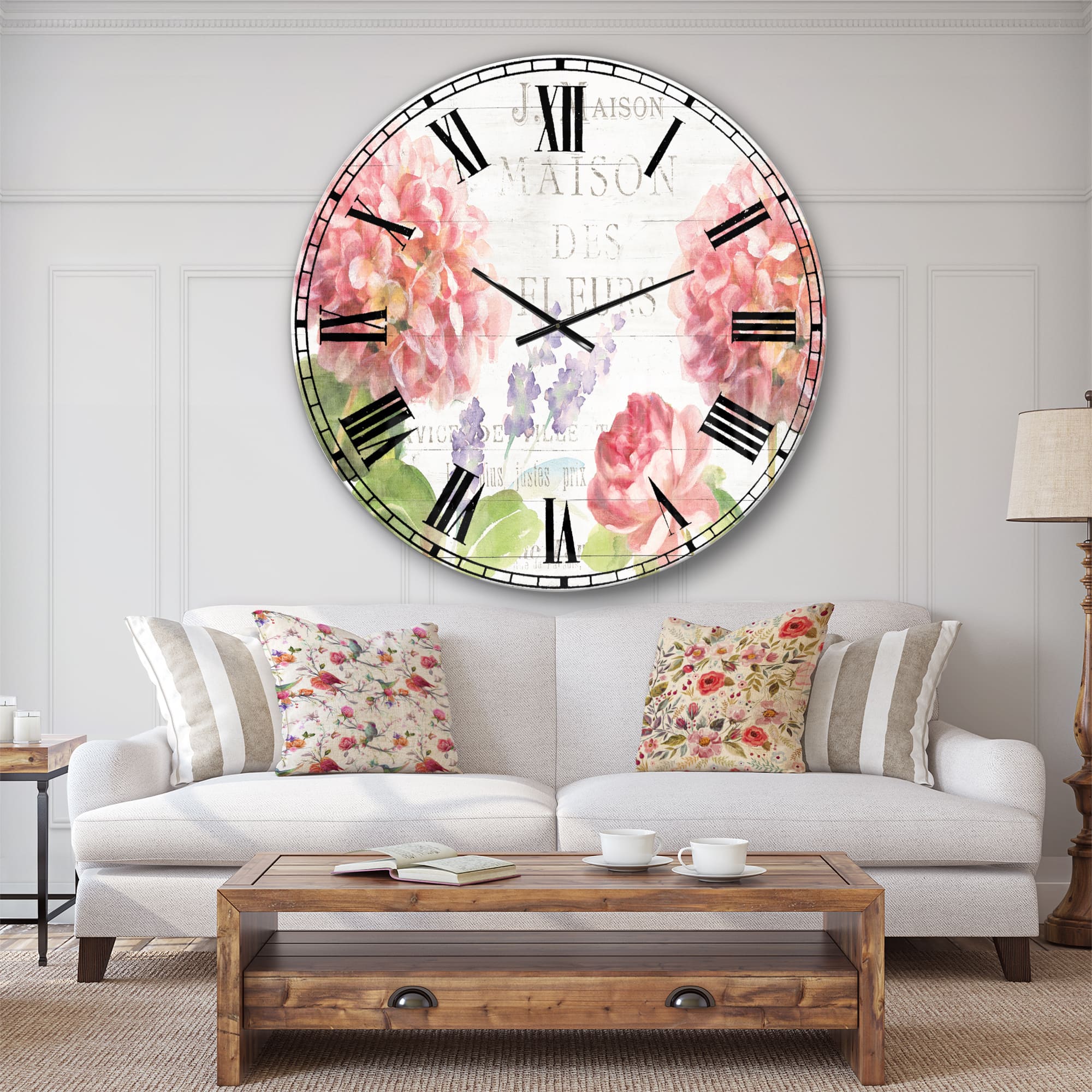 Designart &#x27;Maison Des Fleurs Ii Farmhouse Wall Clock