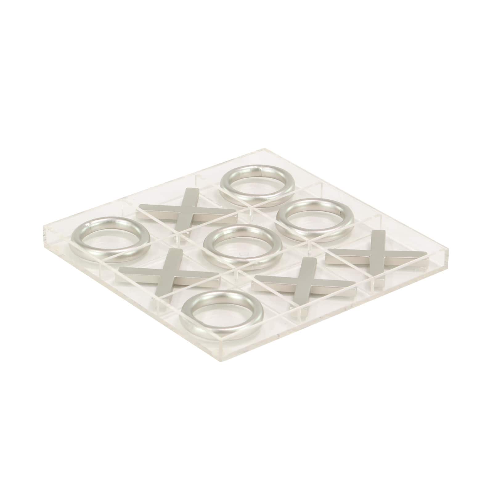 Silver Acrylic & Metal Glam Tic-Tac-Toe Game Set