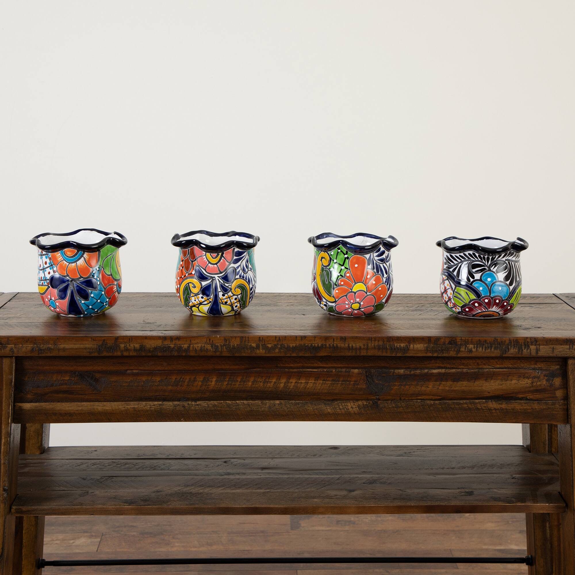 7" Handmade Mexican Talavera Ceramic Planter