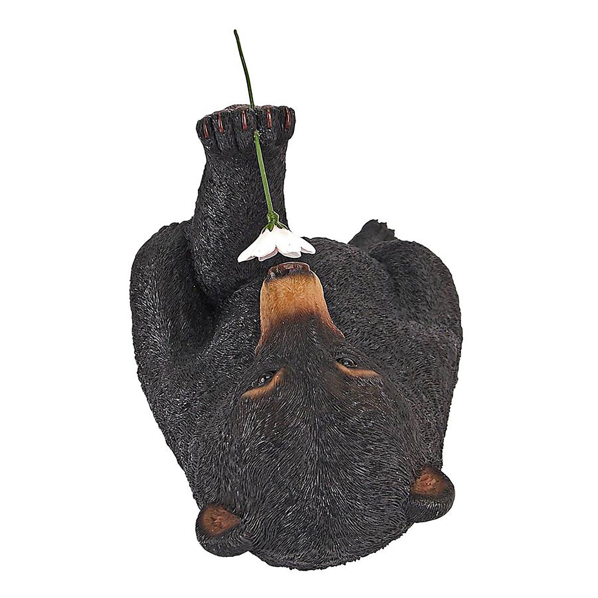 Design Toscano 10&#x22; Tall Smell the Flowers Garden Bear Statue