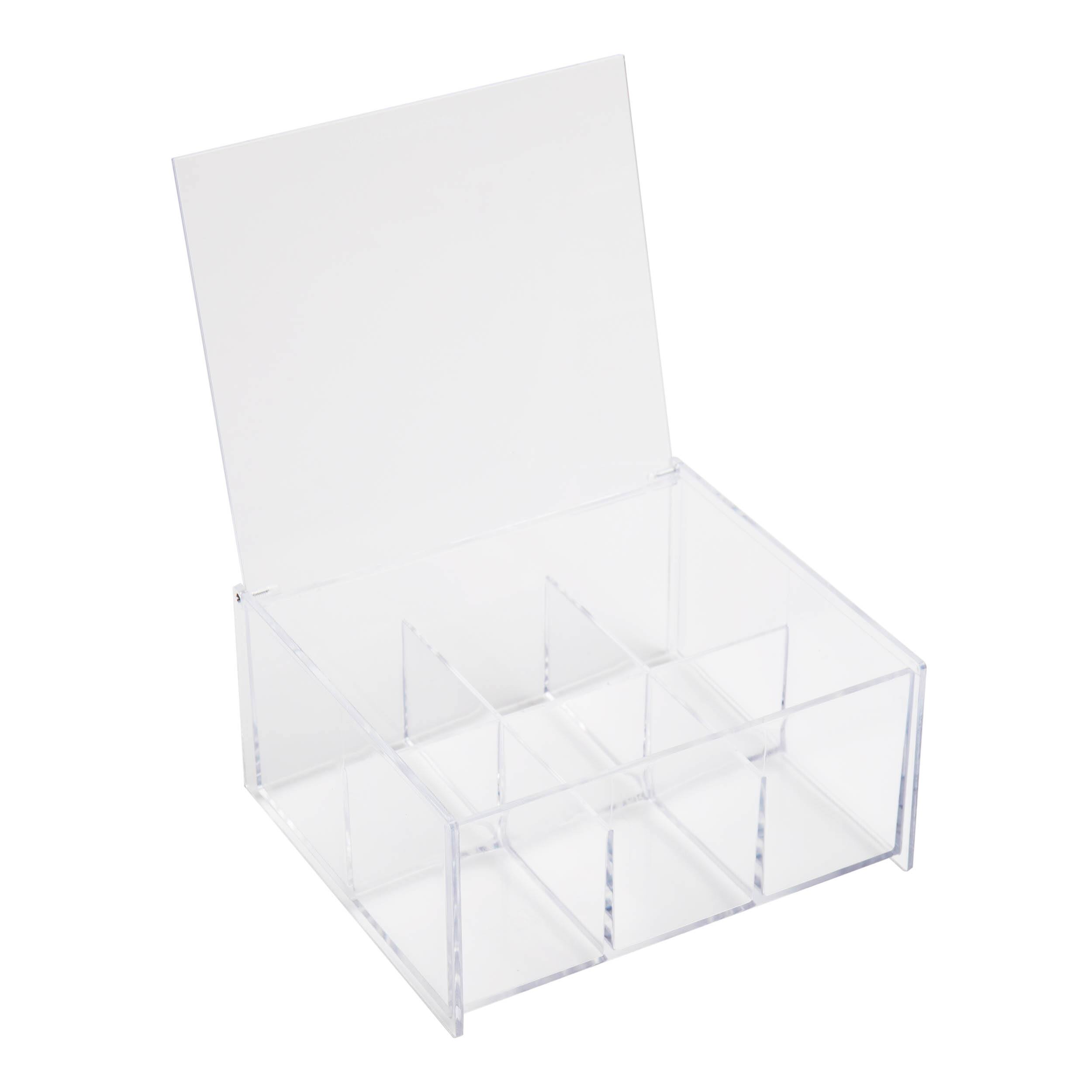 Mind Reader 6-Compartment Clear Acrylic Tea Bag Storage & Organizer with Lid