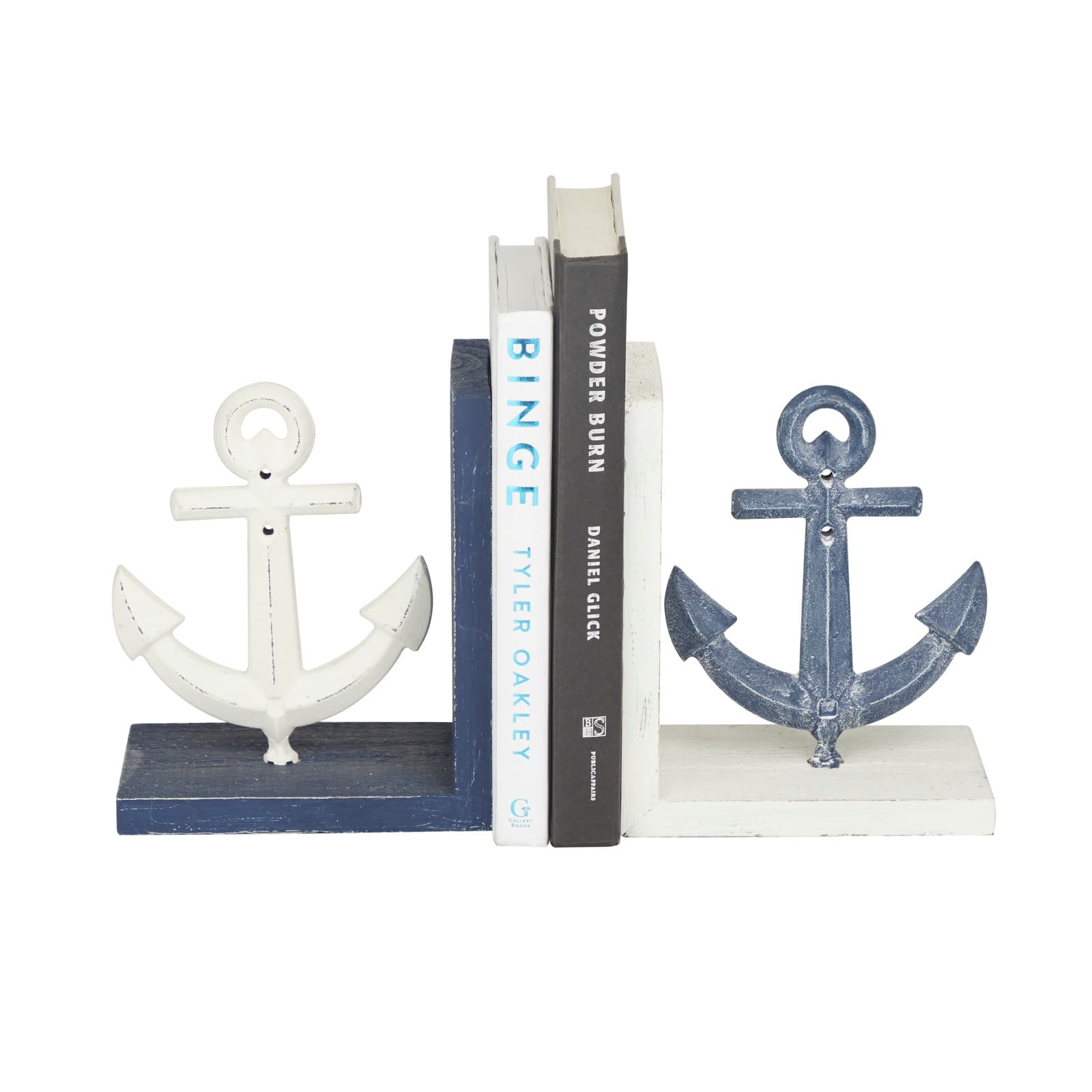 Blue Metal Nautical Bookends, Set of 2 7 x 6 x 4 By Ivory And Iris