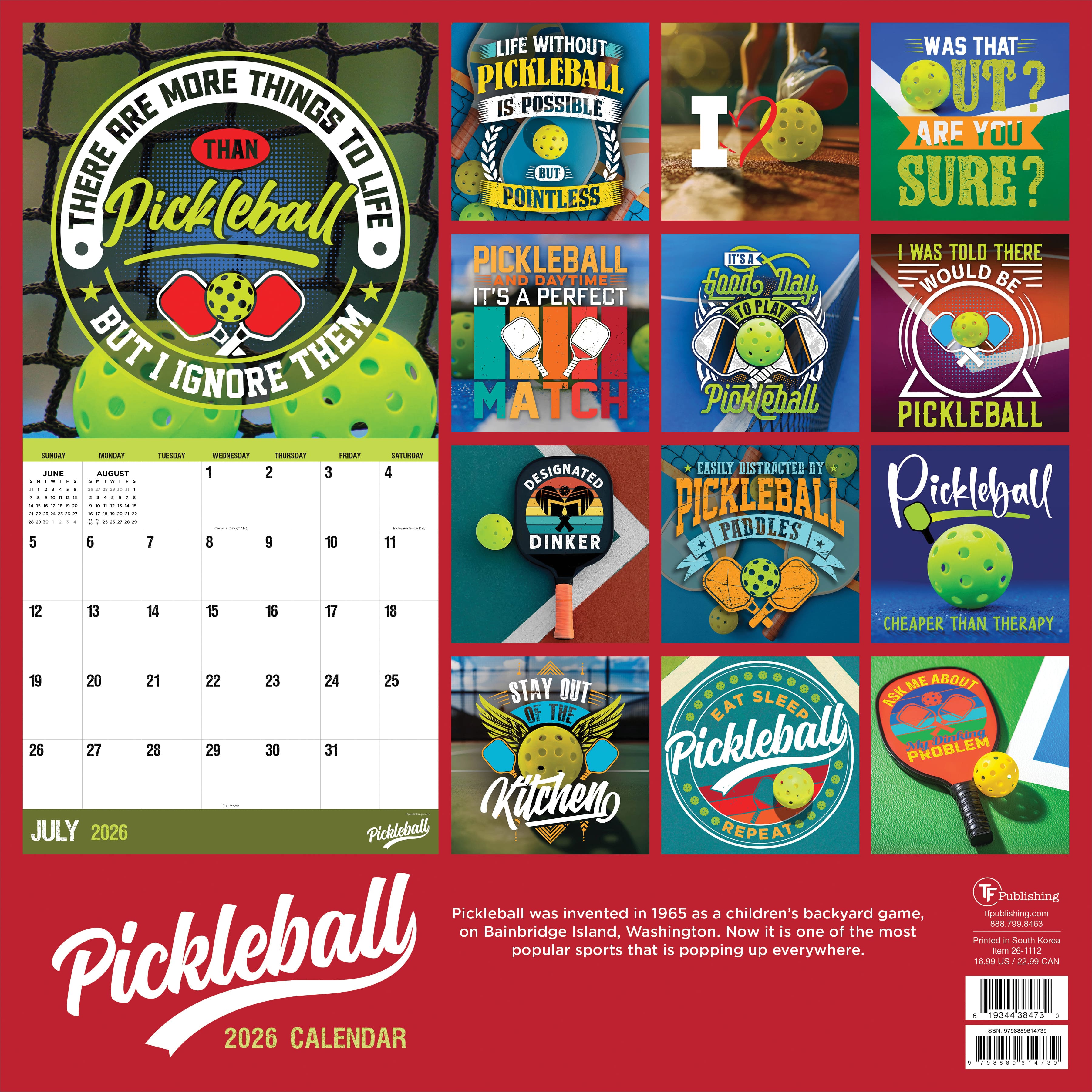 2026 Pickleball is Life Wall Calendar