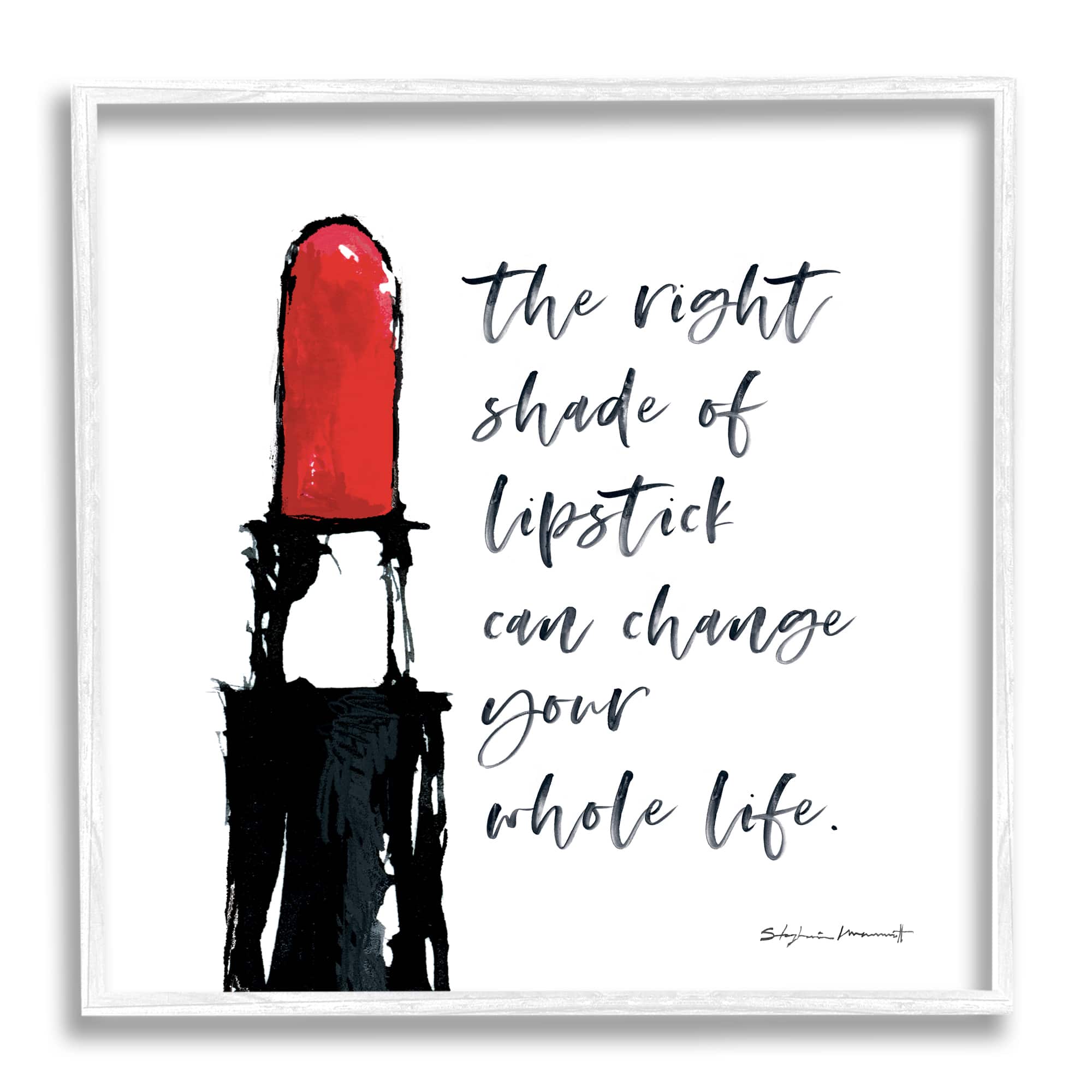 Stupell Industries Right Shade Lipstick Change Whole Life Fashion Phrase Framed Wall Art